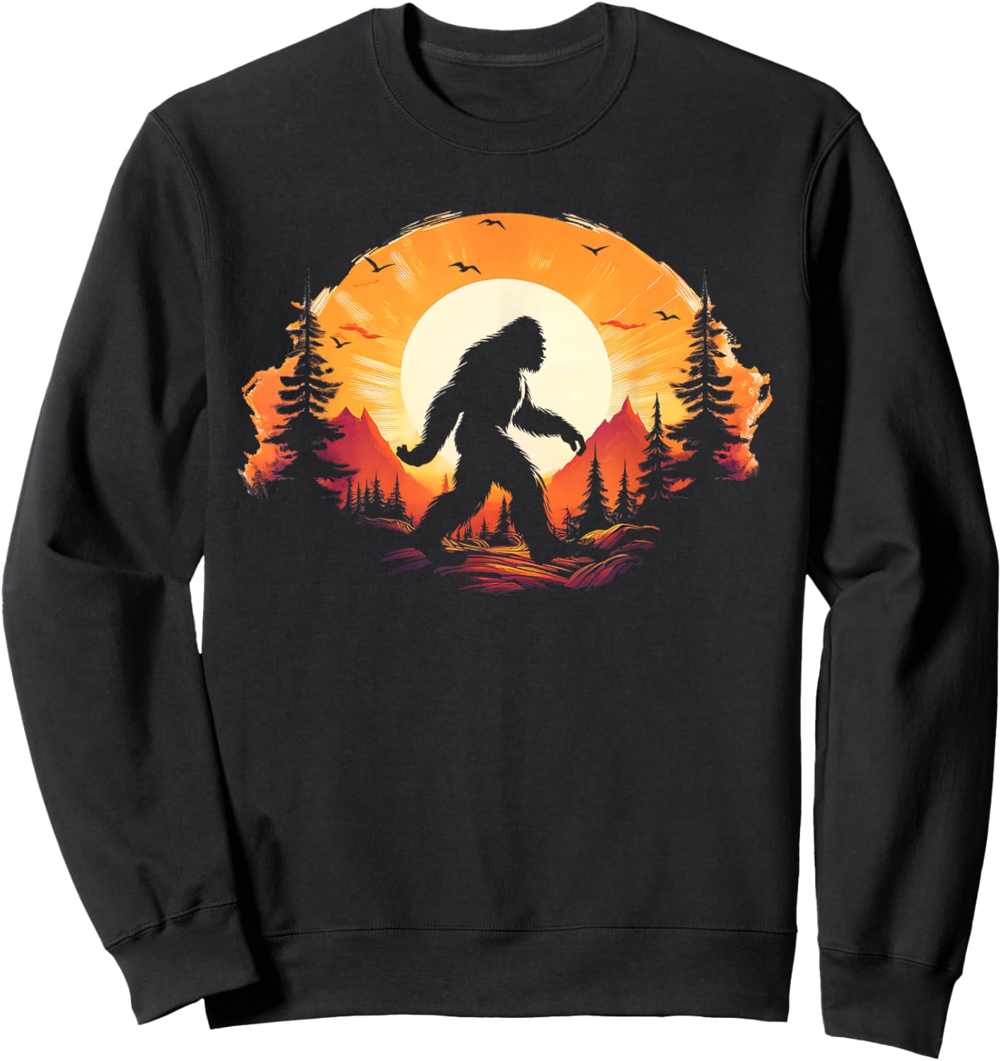 Bigfoot Believer Silhouette Sasquatch Hide And Seek Sweatshirt - Sweatshirt | Black