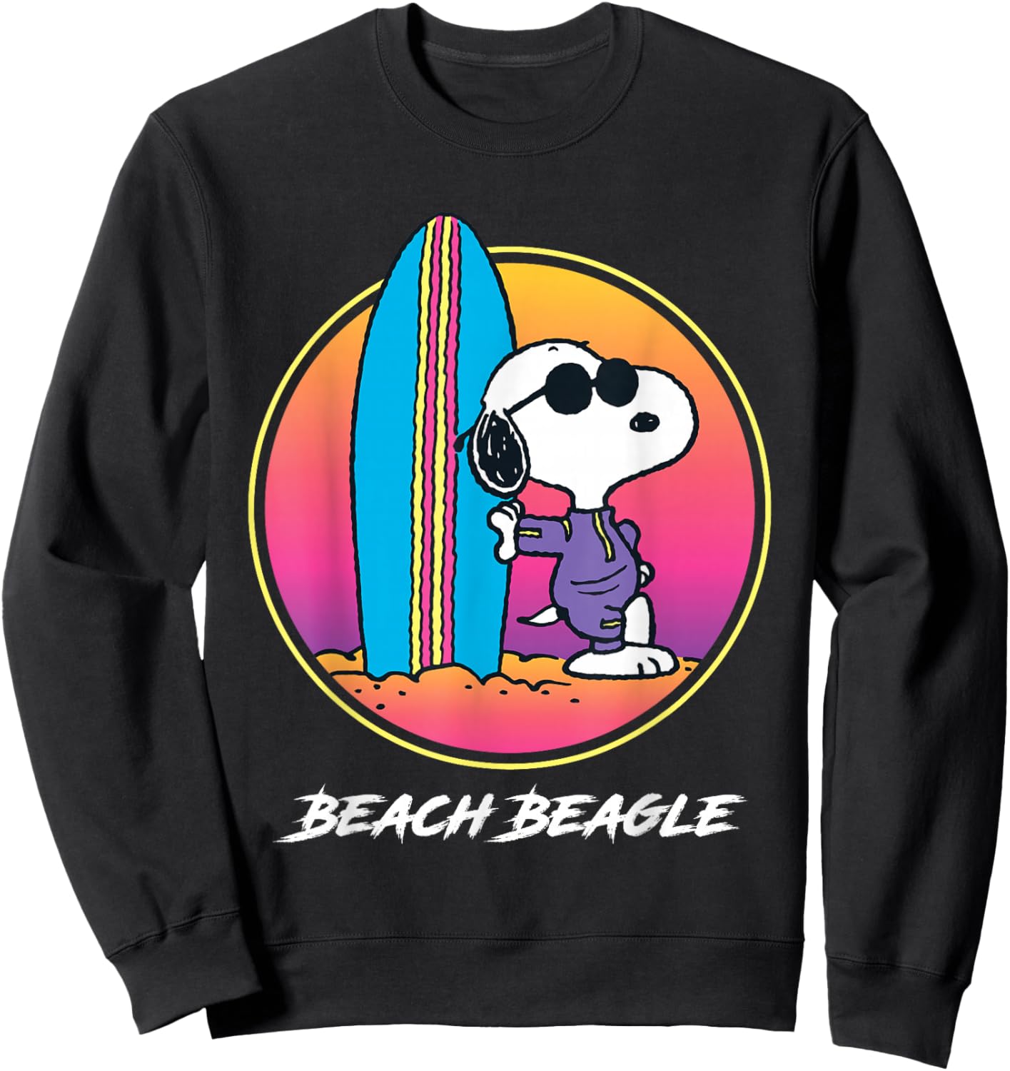 Peanuts Beach Beagle Surf Snoopy Sweatshirt - Sweatshirt | Black