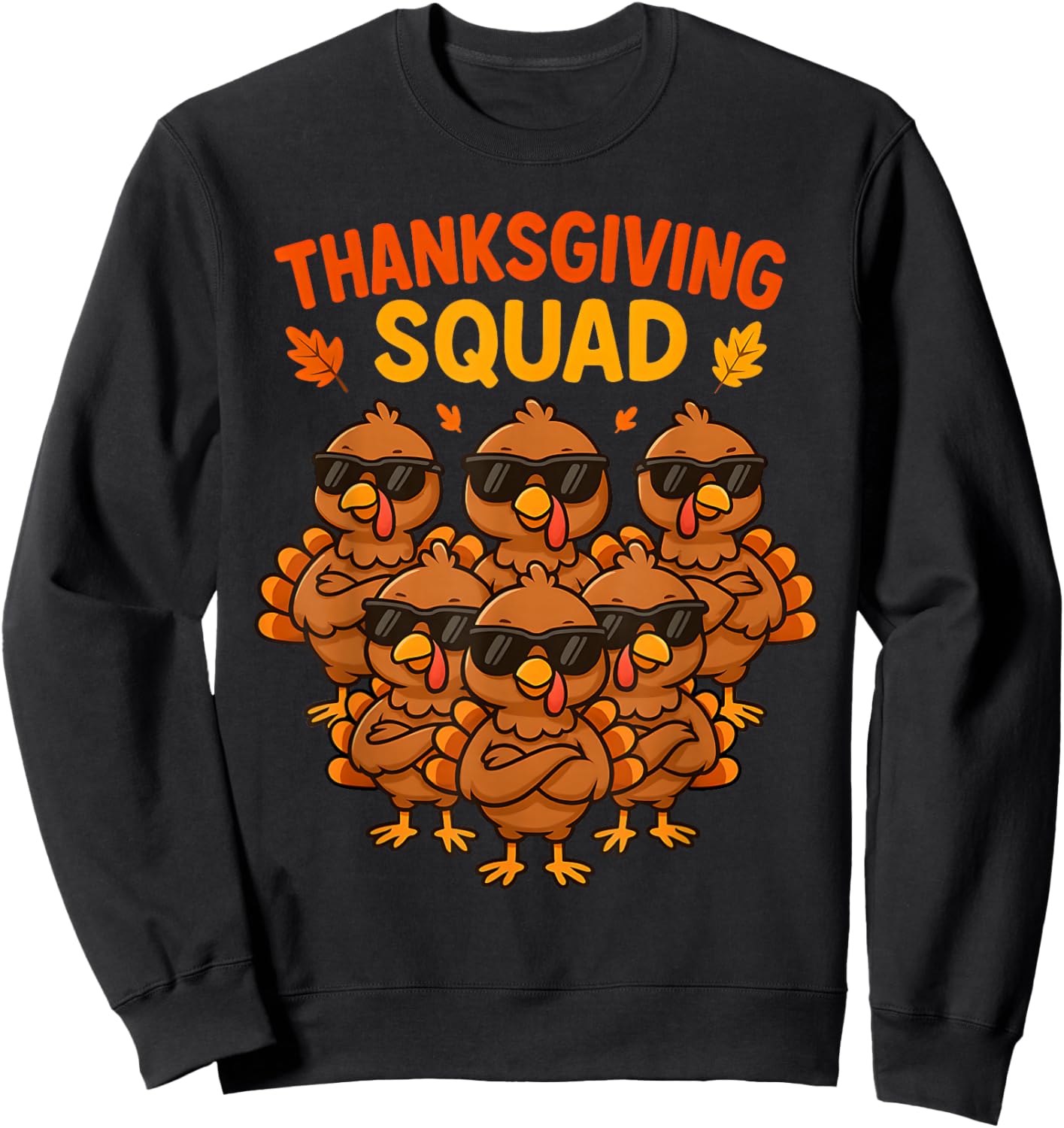 Funny Thanksgiving Turkey Squad Crew Boys Girls Kids Teens Sweatshirt - Sweatshirt | Black