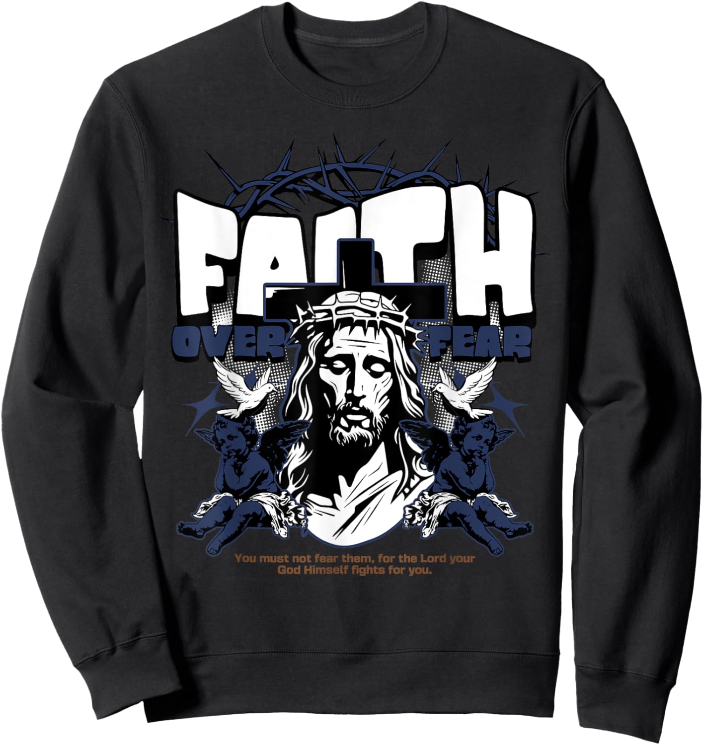 Faith Over Fear Midnight Navy 13s Matching Women Sweatshirt - Sweatshirt | Black