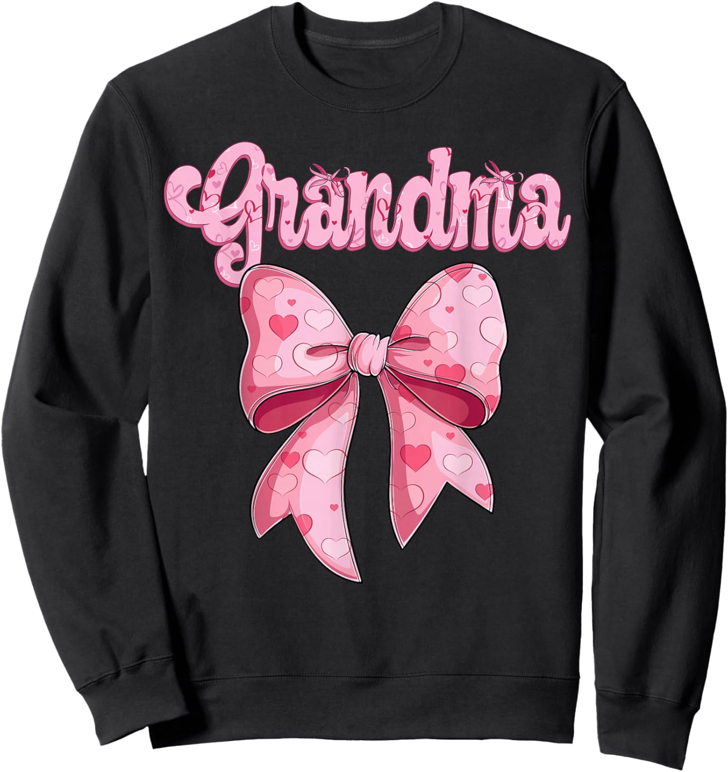 mothers day coquette bow family matching Groovy pink Grandma Sweatshirt - Sweatshirt | Black