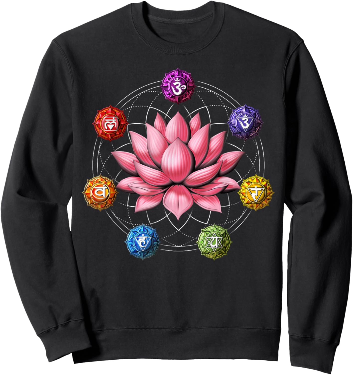 Lotus Flower Chakra Symbol Zen Yoga Sacred Geometry Buddhist Sweatshirt - Sweatshirt | Black