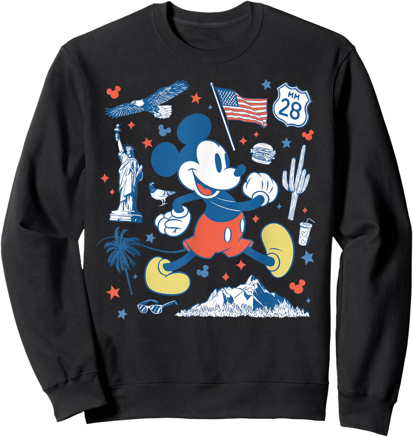 Disney Mickey Mouse USA Americana Collage 4th of July 250th Sweatshirt - Sweatshirt | Black