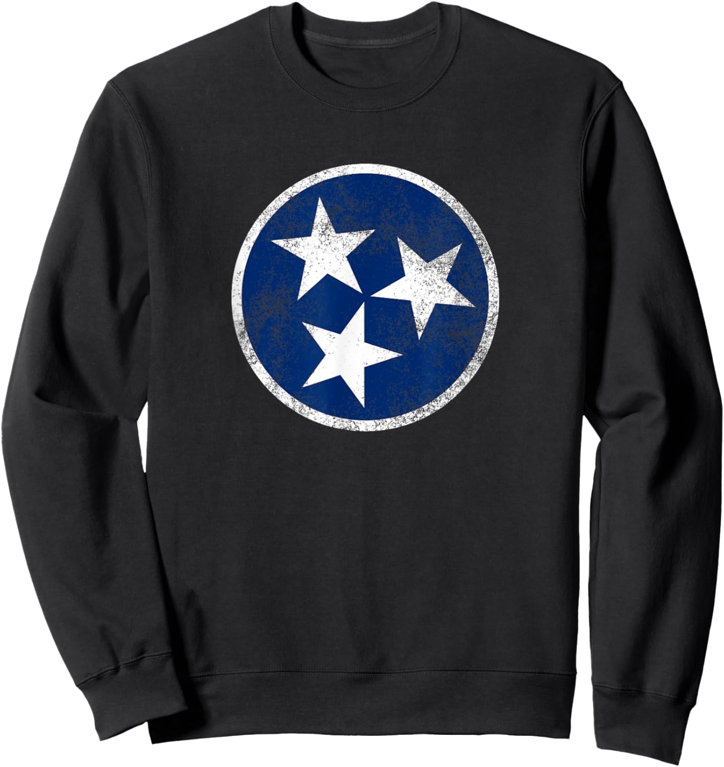 Tennessee Flag Tristar Logo Retro Vintage Distressed Sweatshirt - Sweatshirt | Black