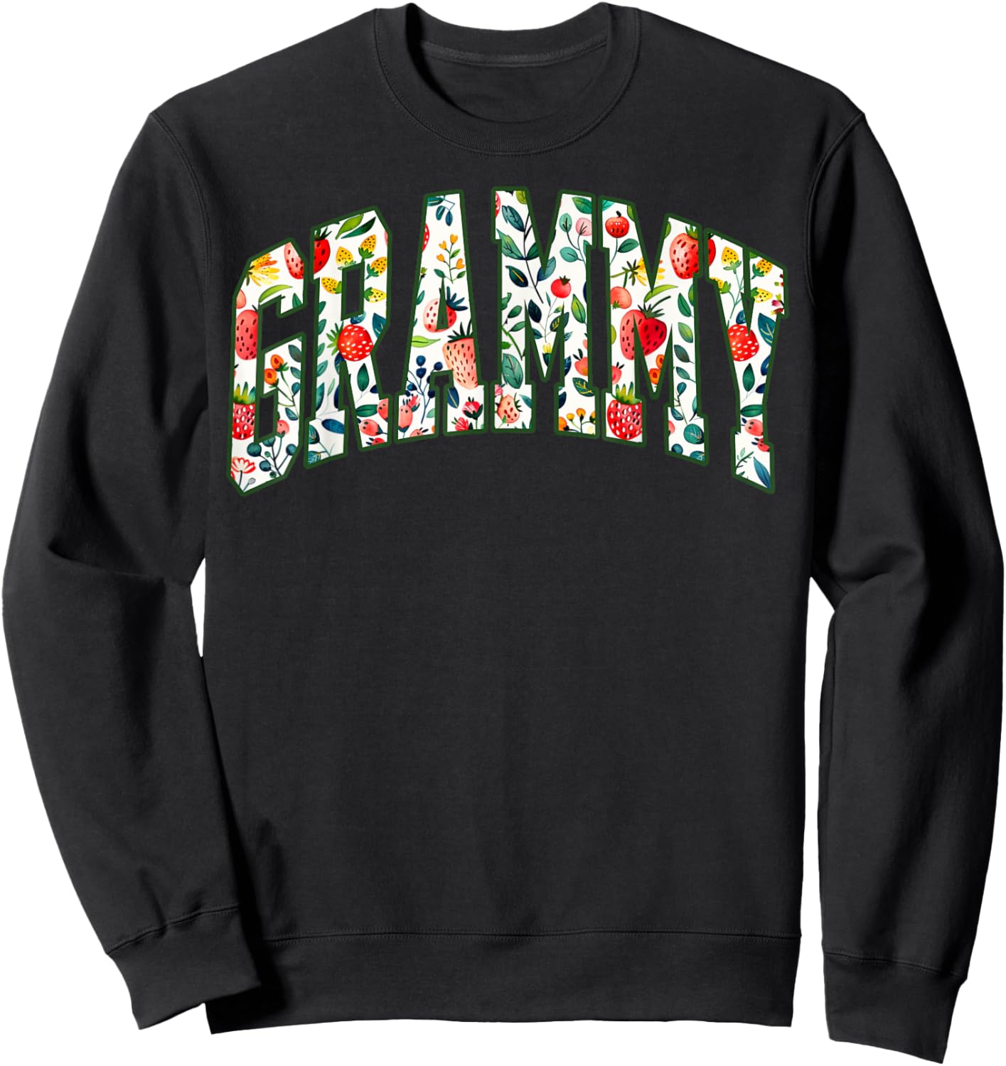 Floral Strawberry Grammy Christmas Grandma To Be Mothers Day Sweatshirt - Sweatshirt | Black