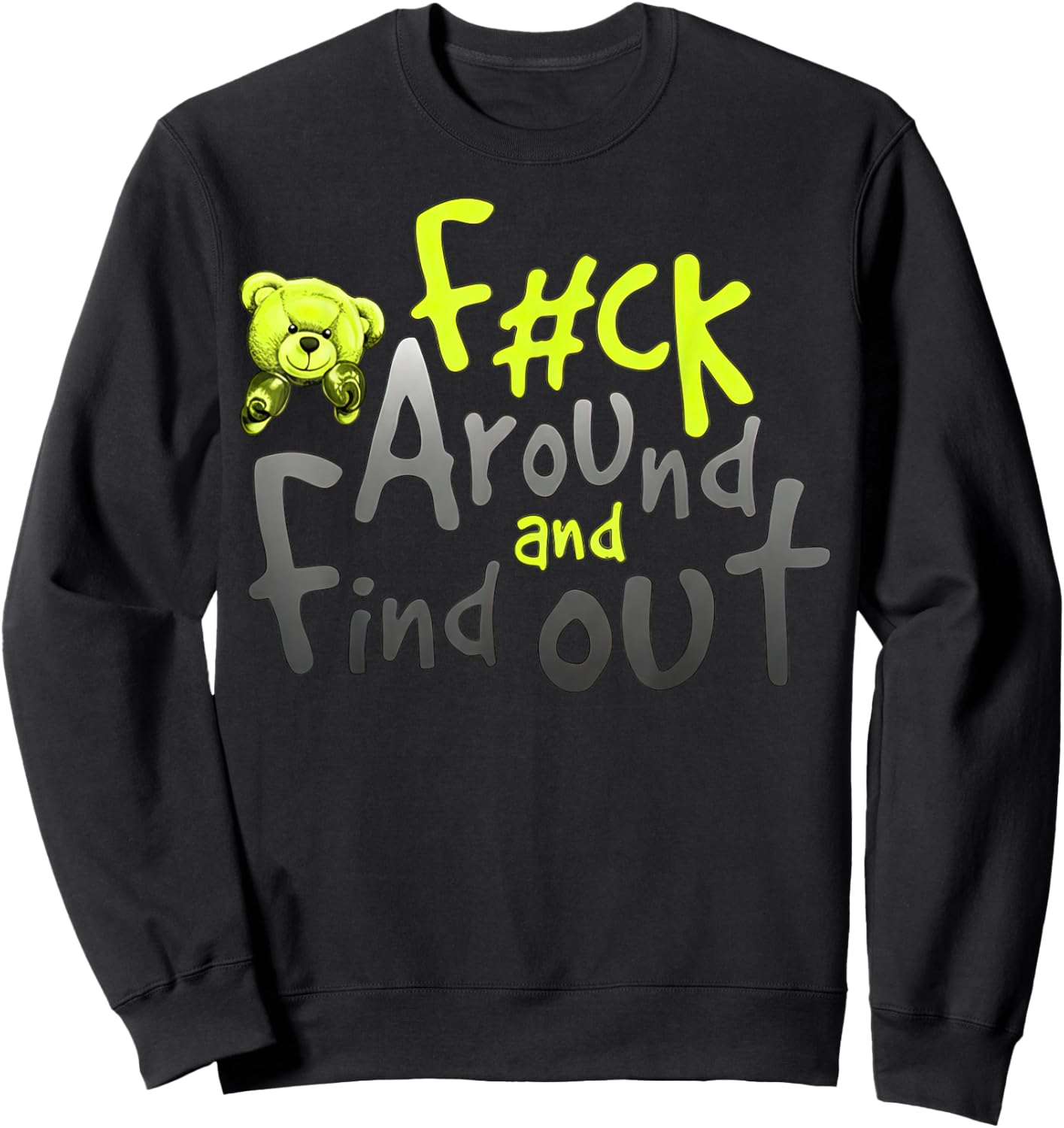 Neon Yellow Black Cool Grey Graphic Match Sweatshirt - Sweatshirt | Black