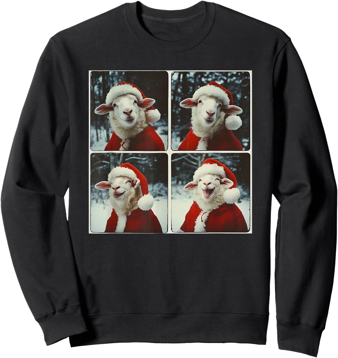 Sheep Santa Christmas Farm Animal Sweatshirt - Sweatshirt | Black