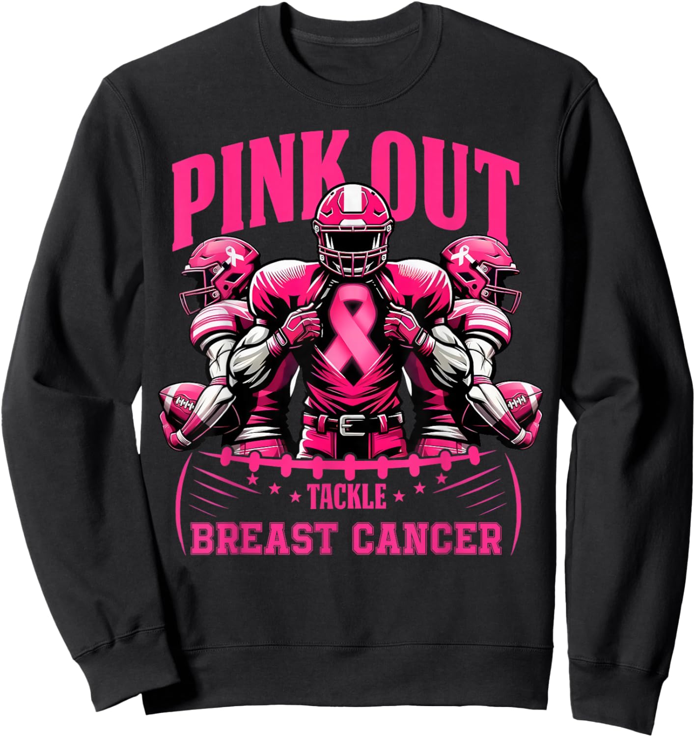 Pink Out Tackle Breast Cancer Awareness American Football Sweatshirt - Sweatshirt | Black