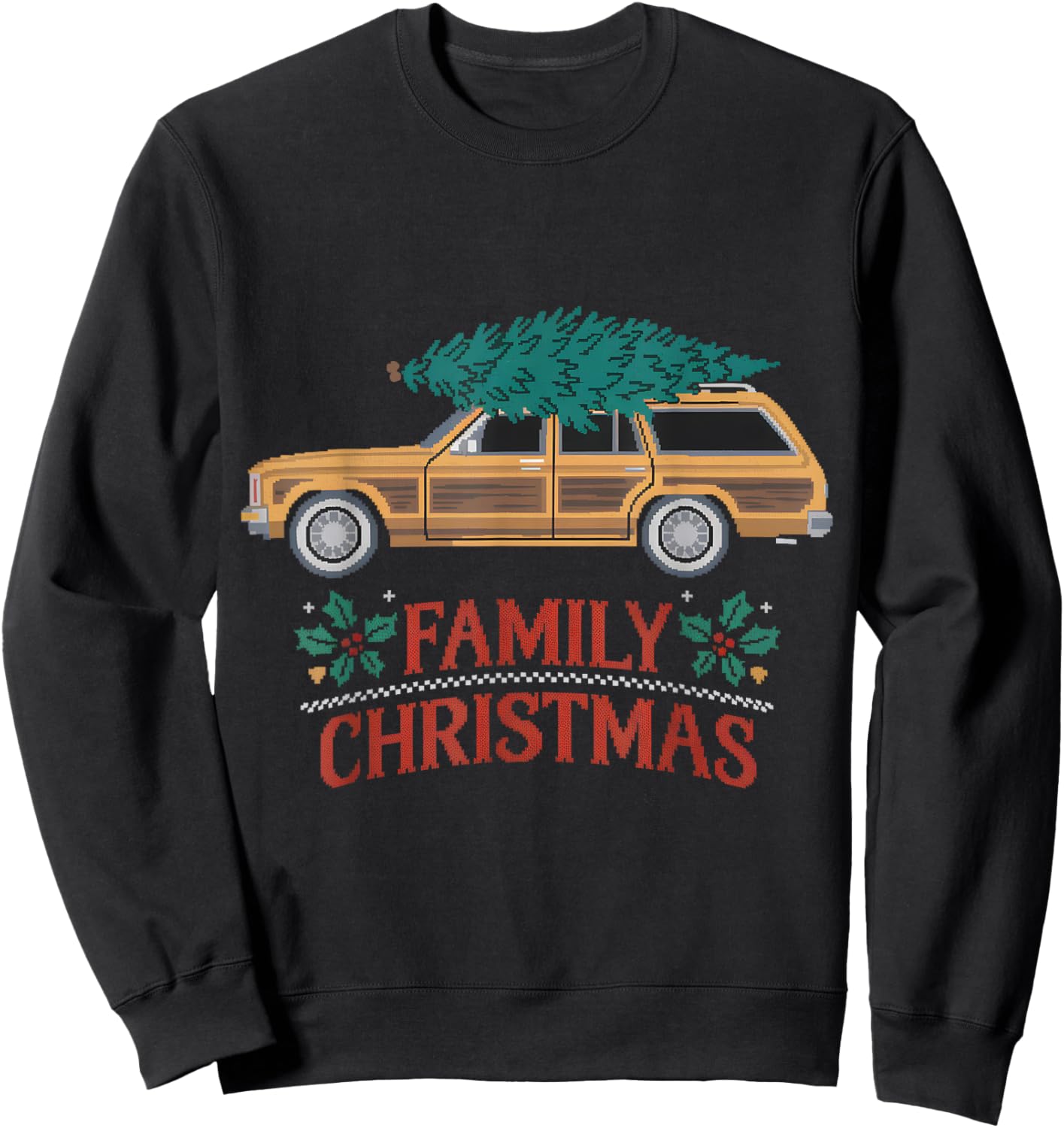 Ugly Christmas Outfit PJ Party Christmas Tree Car Movie Sweatshirt - Sweatshirt | Black