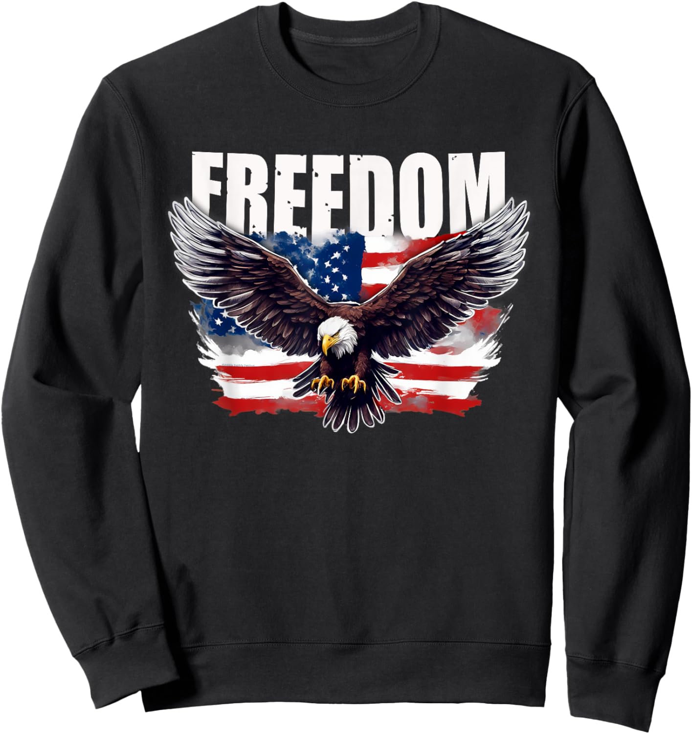 Patriotic USA American Flag and Eagle FREEDOM 4th of July Sweatshirt - Sweatshirt | Black