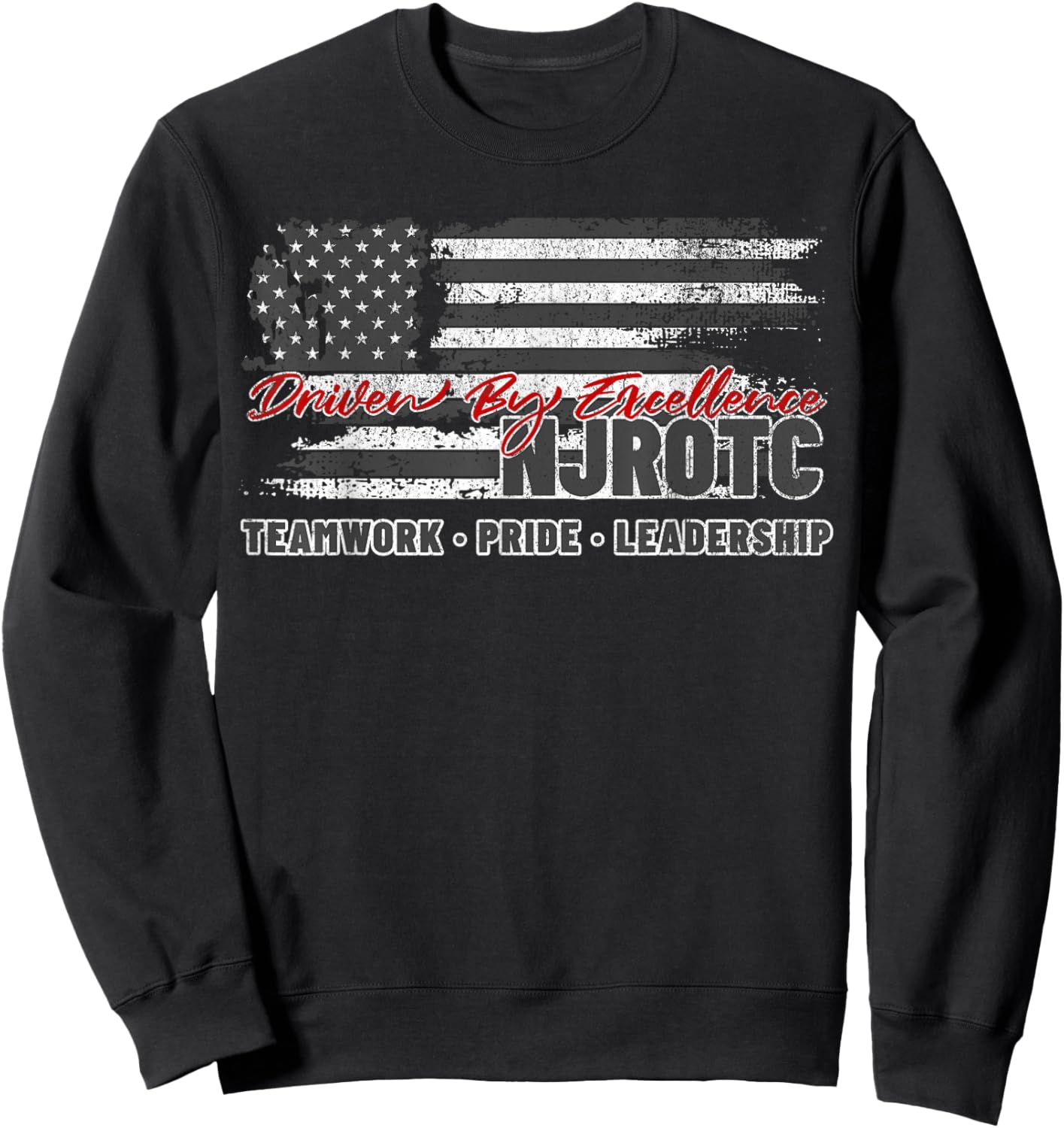 NJROTC Teamwork Pride Leadership American Flag Naval JROTC Sweatshirt - Sweatshirt | Black