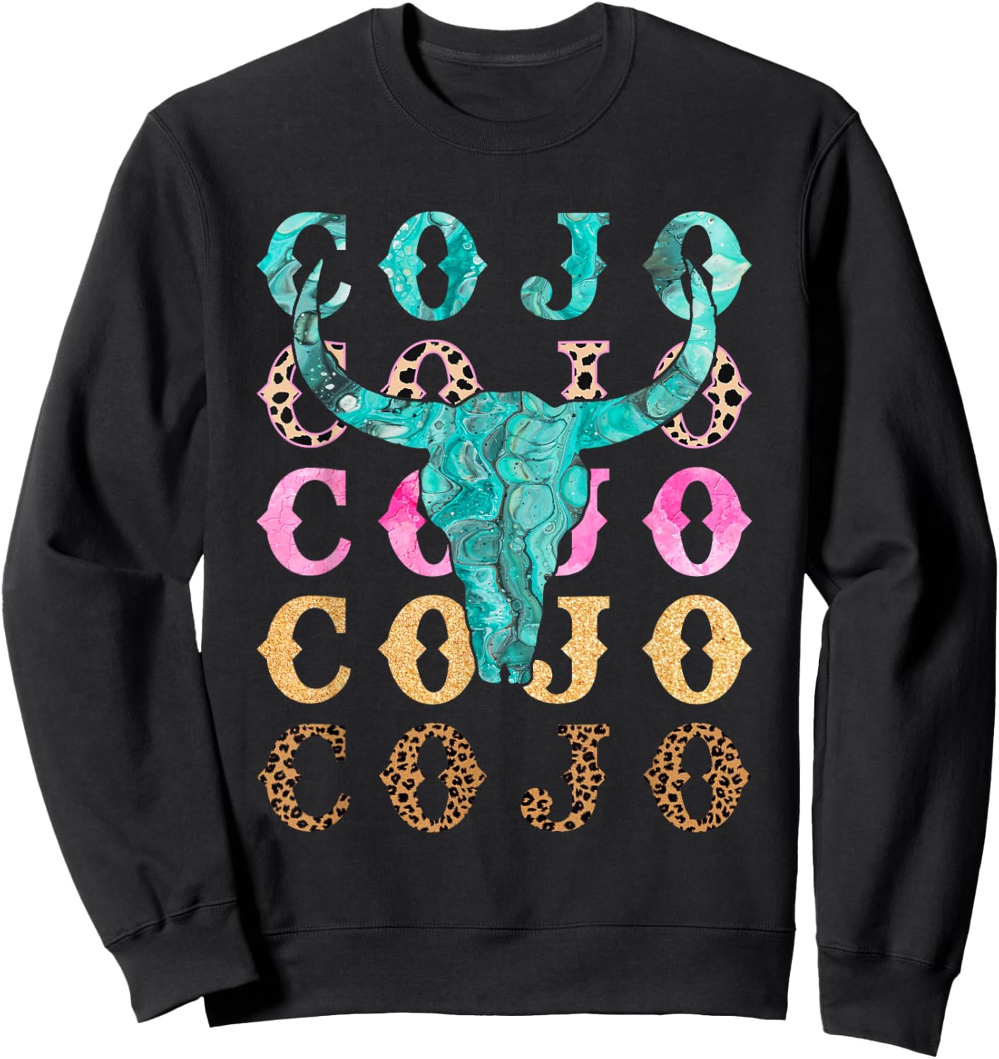 Retro Cojo Johnson Bull Skull Music Country 70s Cowboys Boot Sweatshirt - Sweatshirt | Black