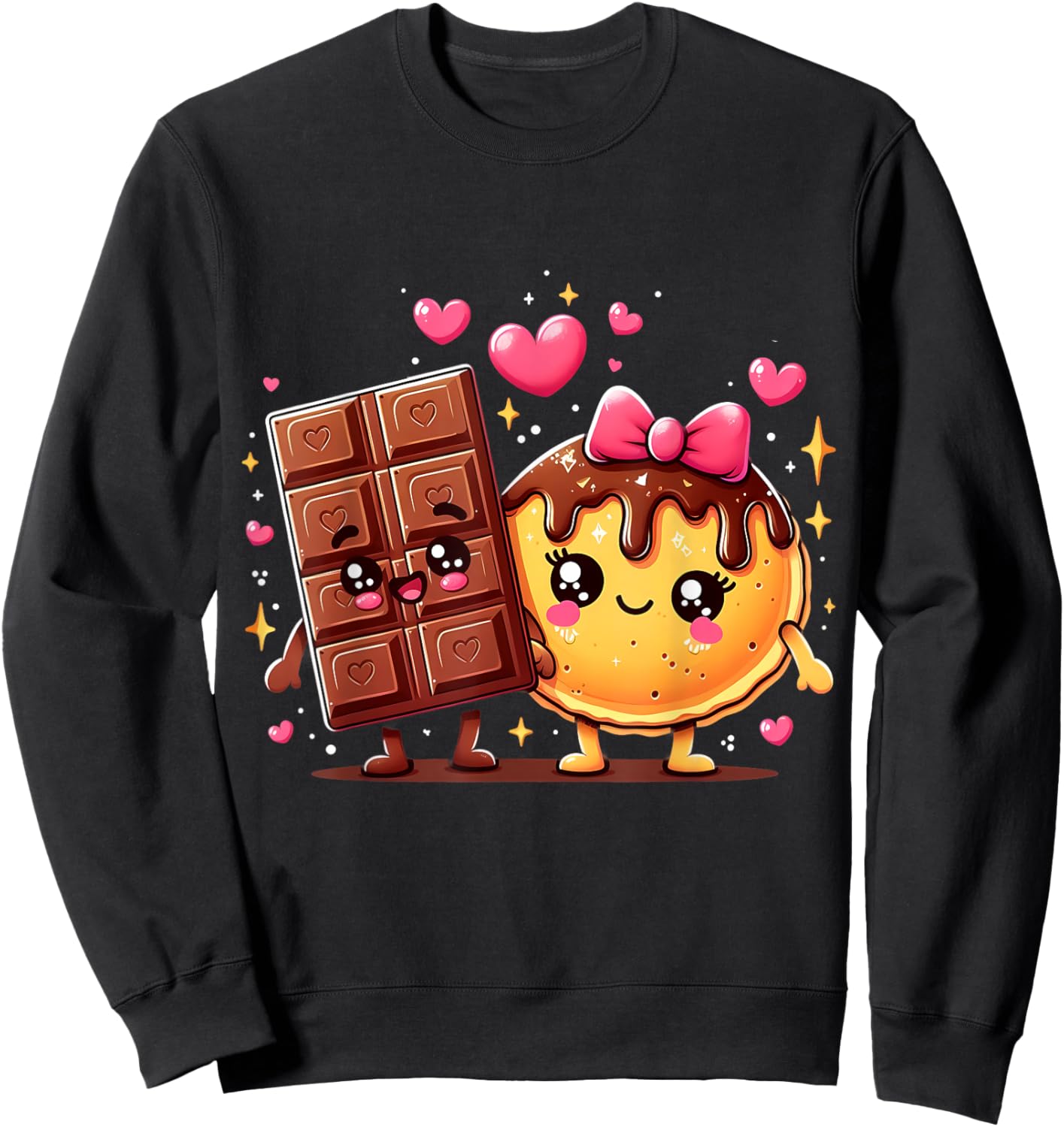Choco and Pancake Couples Love Matching Sweatshirt - Sweatshirt | Black