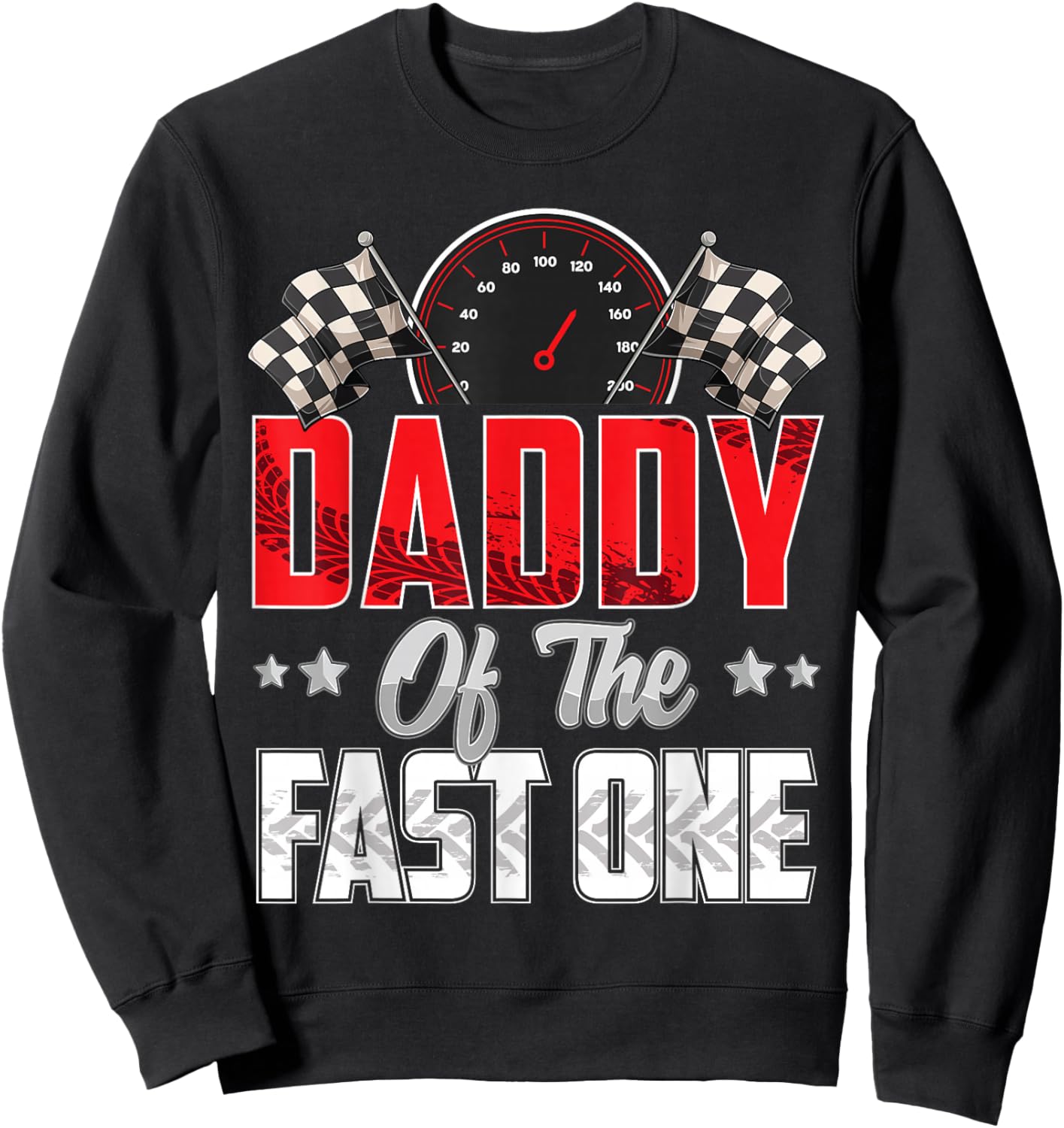 1 year old racing car fast one birthday 1st Family Daddy Sweatshirt - Sweatshirt | Black
