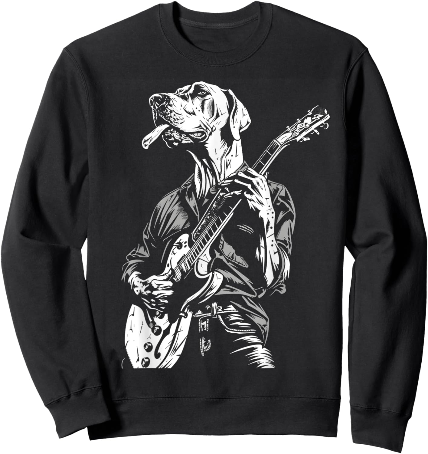 Funny Great Dane Dog Playing Electric Guitar Rock Dog Dad Men Women Kids Sweatshirt - Sweatshirt | Black