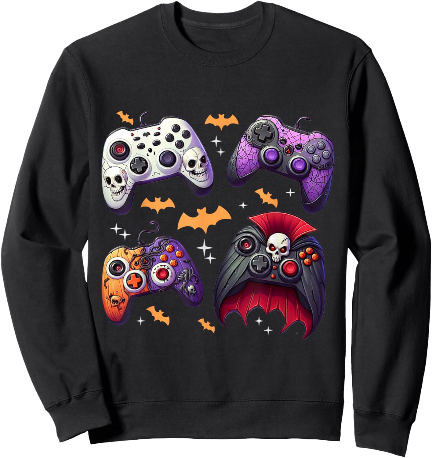 Skeleton Zombie Video Game Controller Boys Halloween Costume Sweatshirt - Sweatshirt | Black