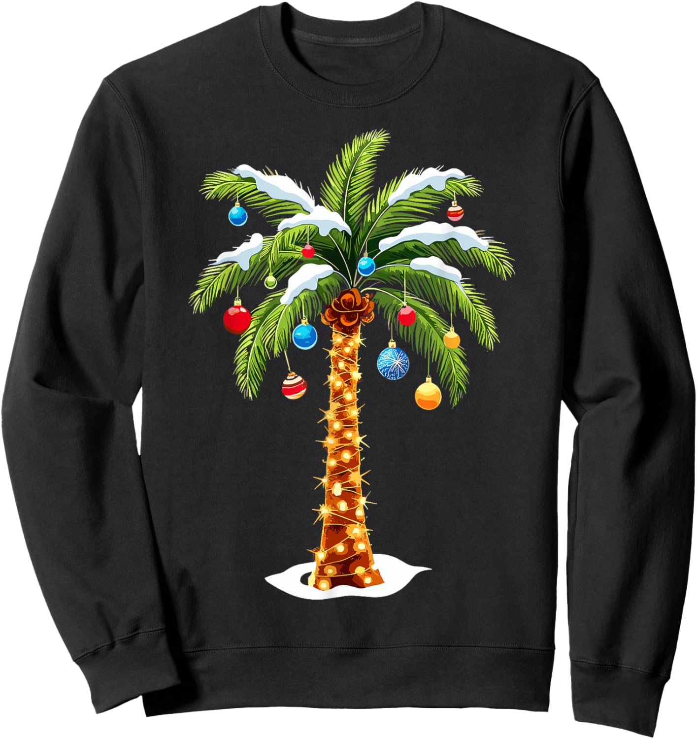Christmas Palm Tree Hawaiian Tropical Xmas Sweatshirt - Sweatshirt | Black