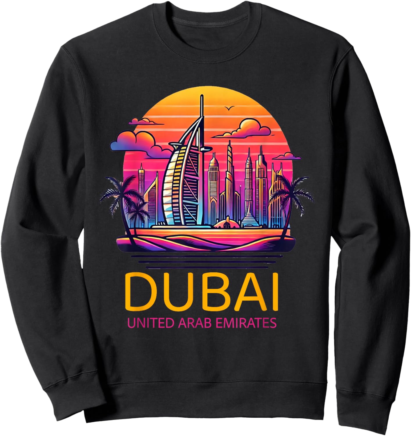Dubai Souvenir Skyline UAE United Arab Emirate Reminder Sweatshirt - Sweatshirt | Black