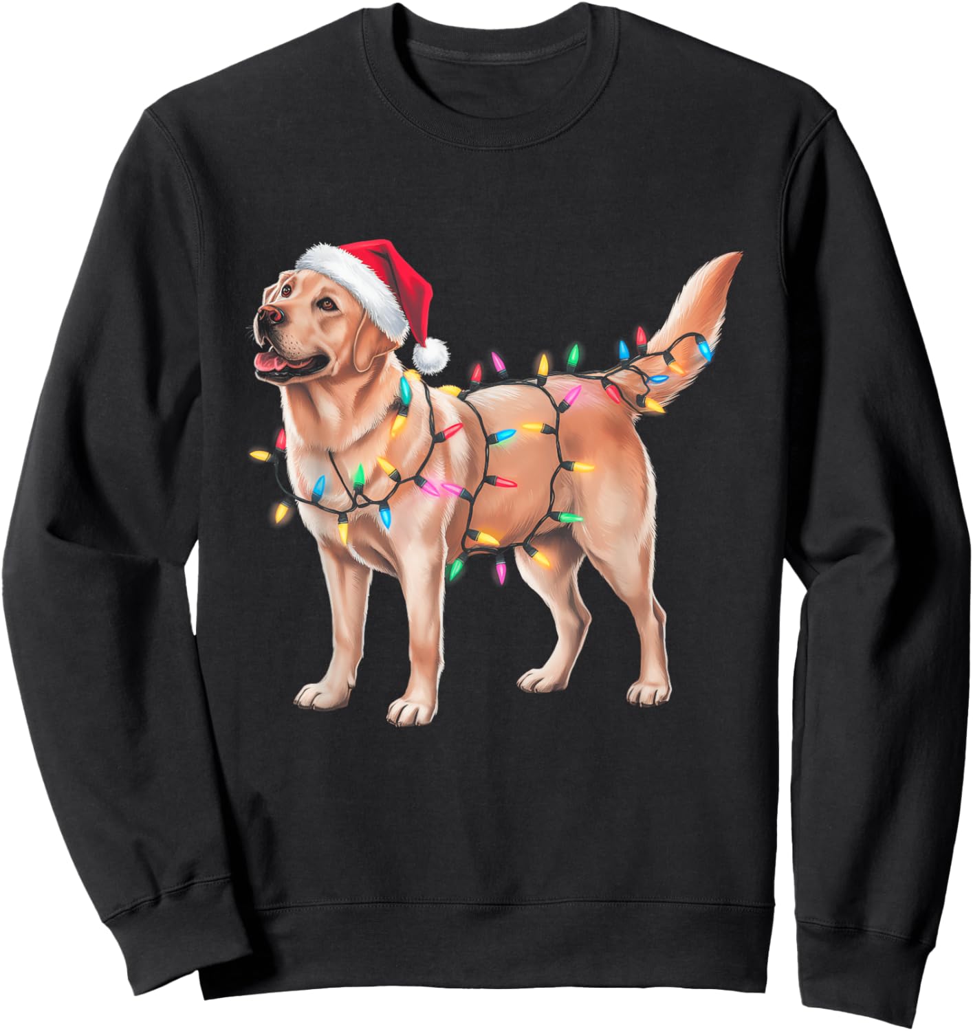 Funny Christmas Lights Dog Lover Santa Labrador Retriever Men Women Kids Sweatshirt - Sweatshirt | Black