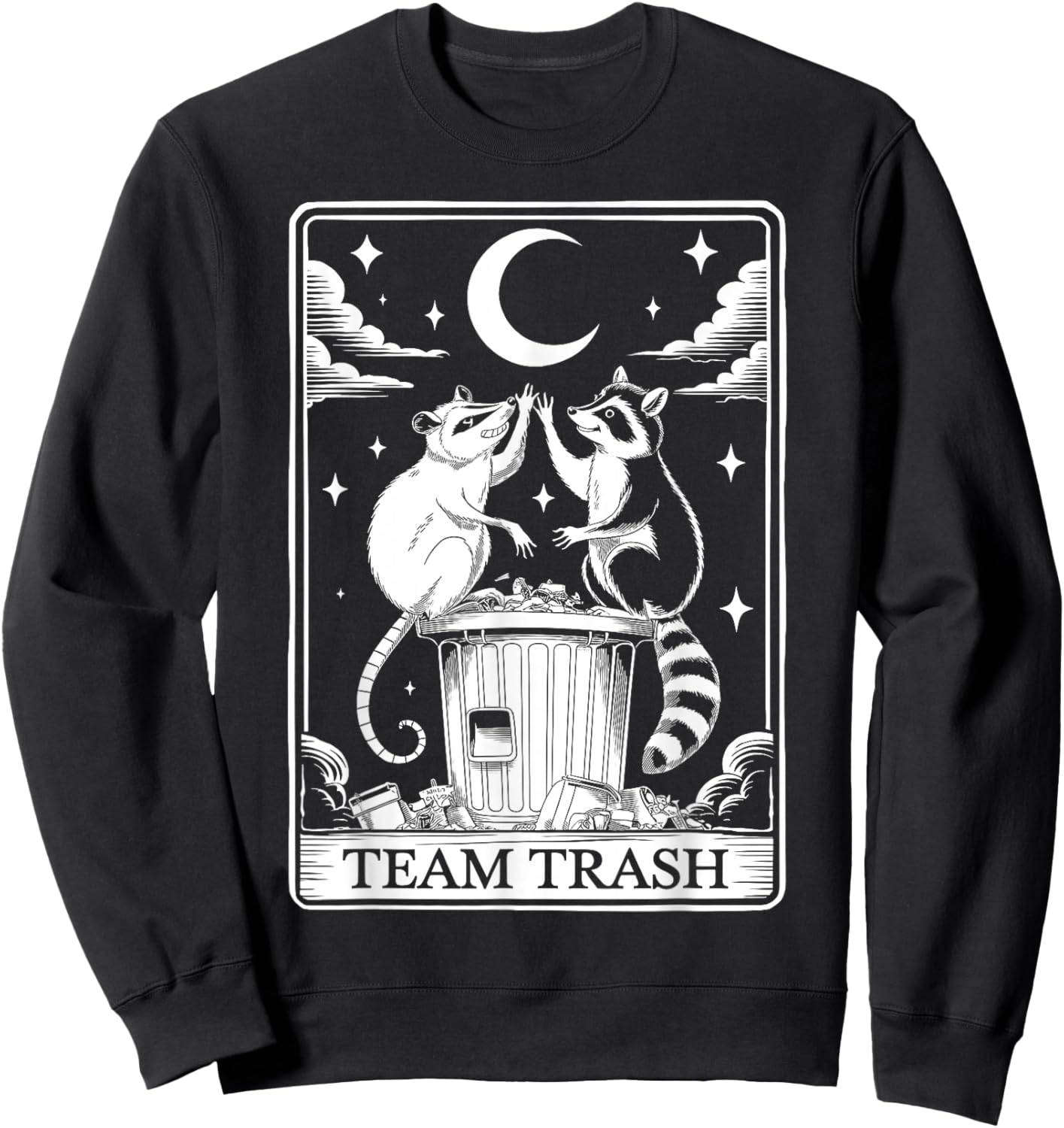 Opossum Raccoon Team Trash Tarot Card Gifts Women Sweatshirt - Sweatshirt | Black