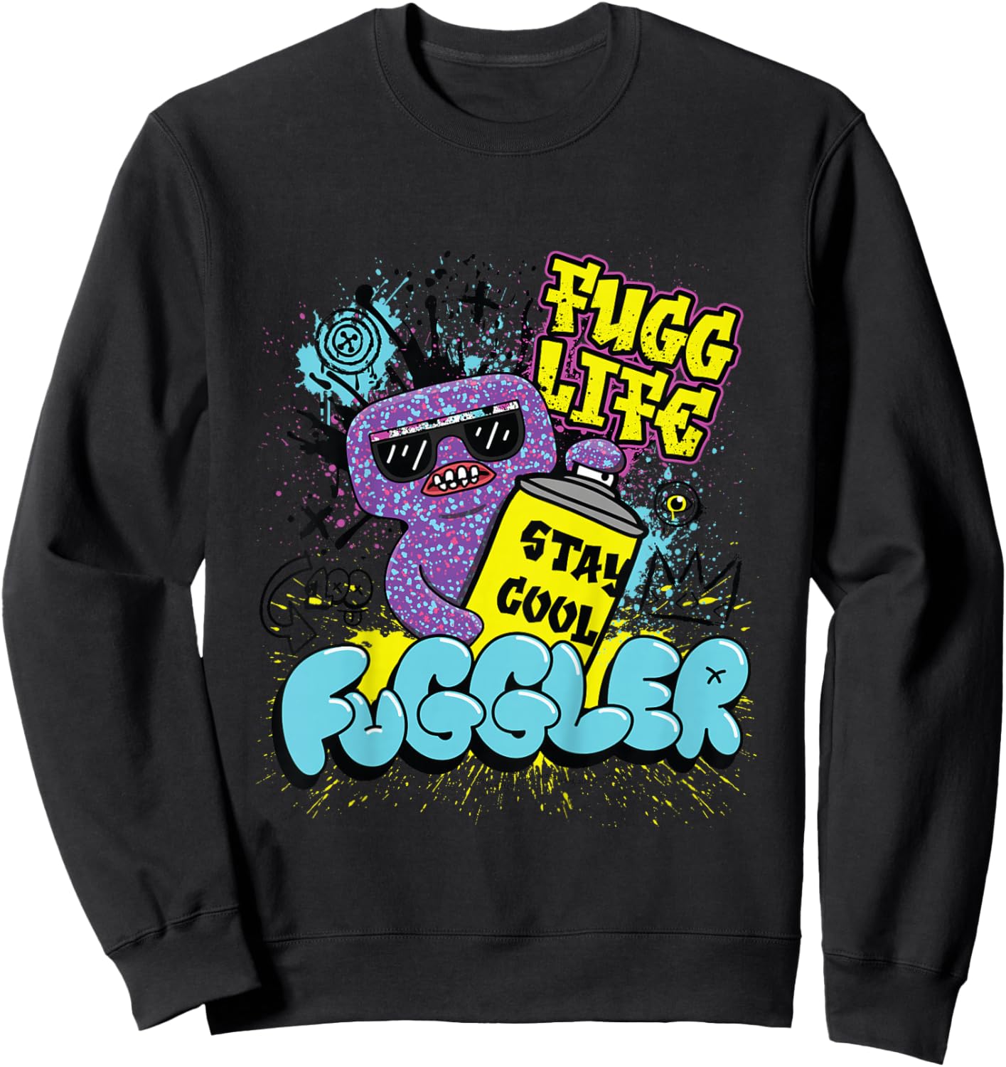 Fuggler Squidge Fugg Life Graffiti Spray Can Kids Sweatshirt - Sweatshirt | Black