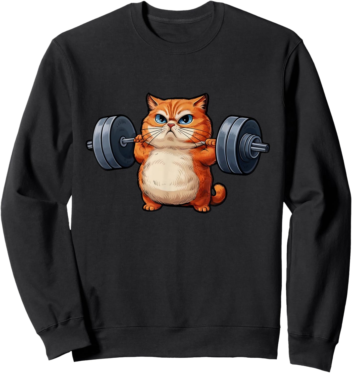 Cat Weightlifting - Funny Cat Workout and Fitness Women Kids Sweatshirt - Sweatshirt | Black