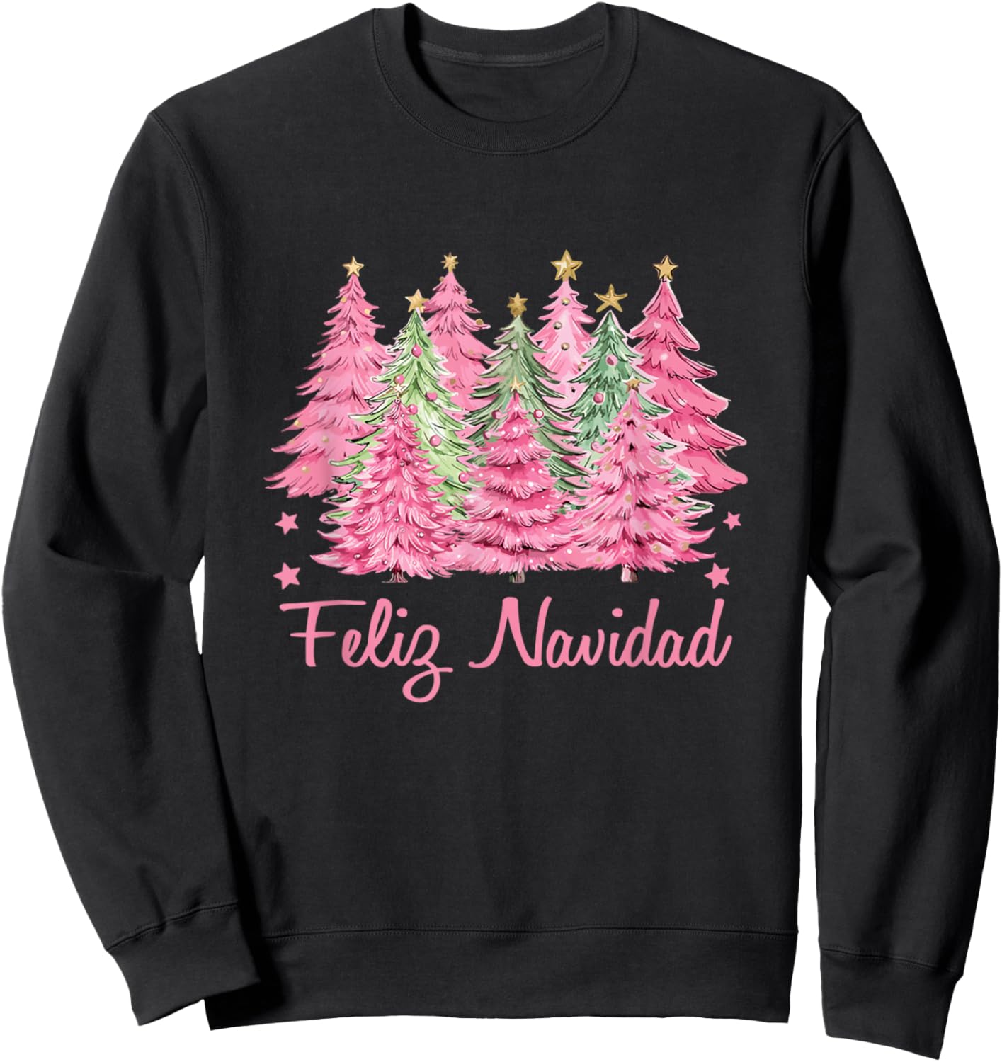 Merry Pinkmas Pink Christmas Tree Funny Feliz Navidad Sweatshirt - Sweatshirt | Black