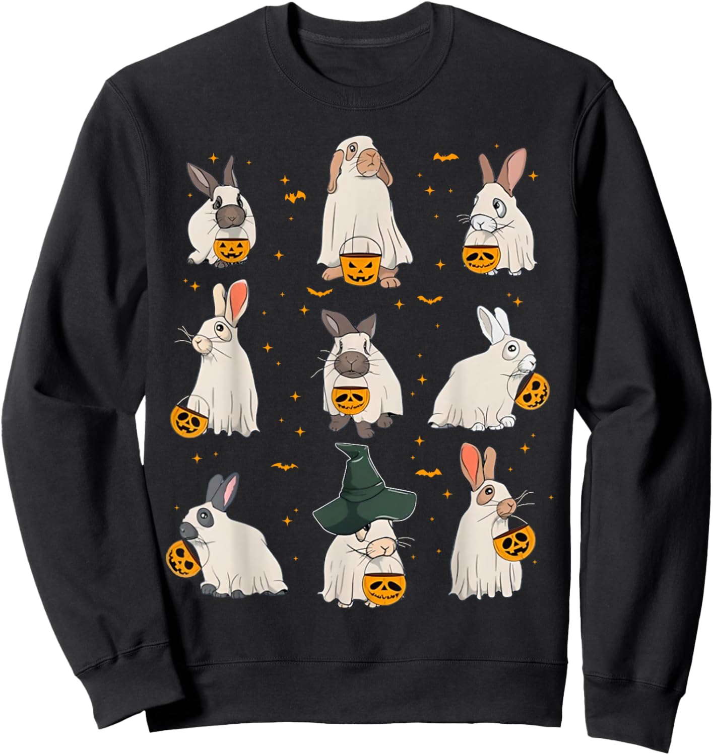 Cute Fall Bunny Ghost Costume Rabbit Lover Spooky Season Sweatshirt - Sweatshirt | Black
