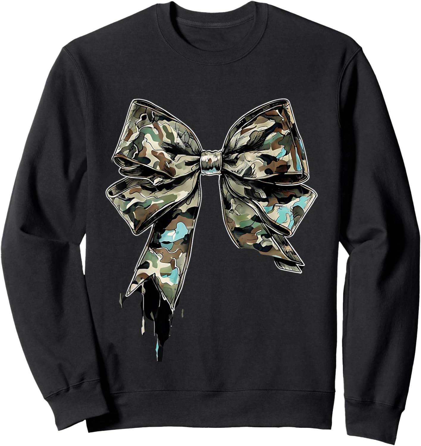 Camouflage Old Camo Bow Camo Coquette Bow Hunting Women Girl Sweatshirt - Sweatshirt | Black