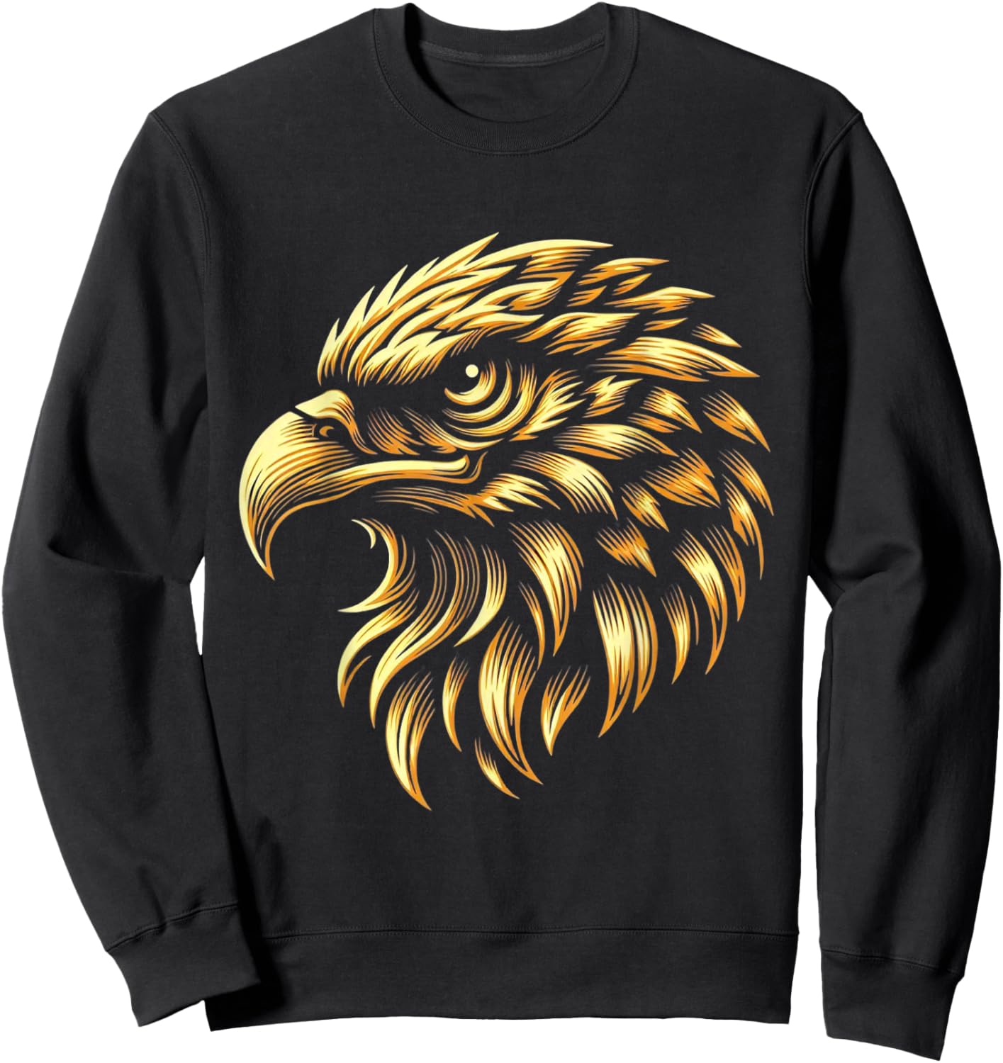 Golden American Bald Eagle Head Patriotic Design Sweatshirt - Sweatshirt | Black