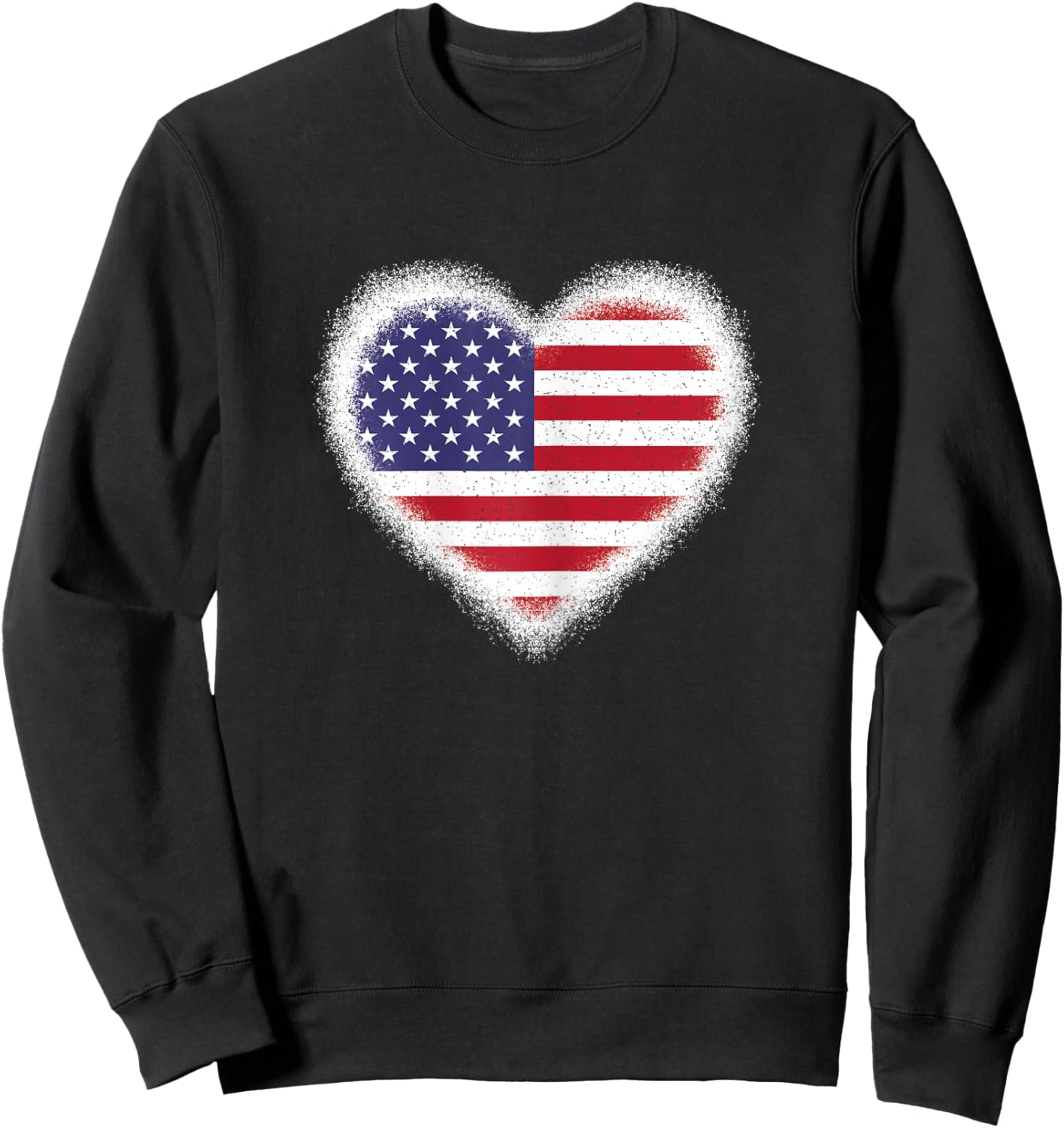 USA Heart Flag American Patriotic 4th of July Women Girls Sweatshirt - Sweatshirt | Black