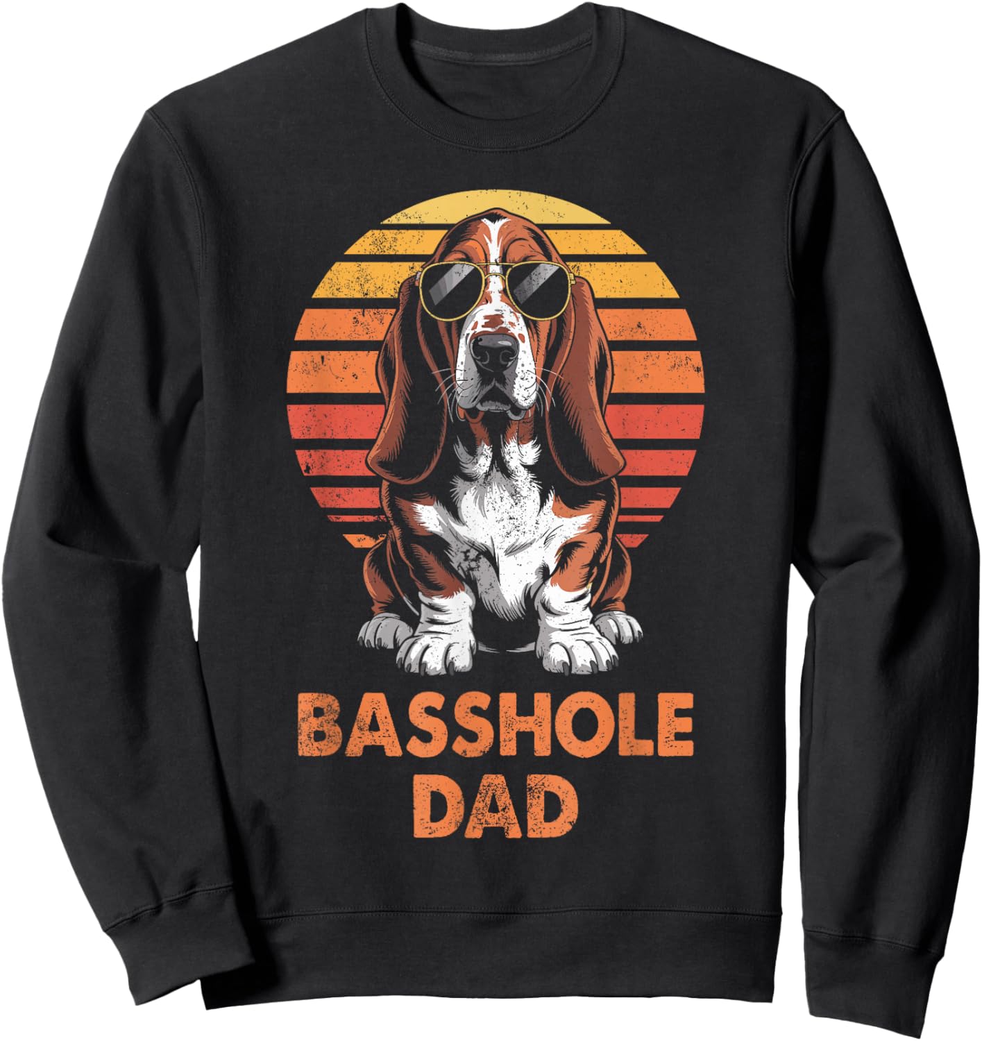 Cool Retro Basset Hound Dad Funny Vintage Dog Owner Sweatshirt - Sweatshirt | Black