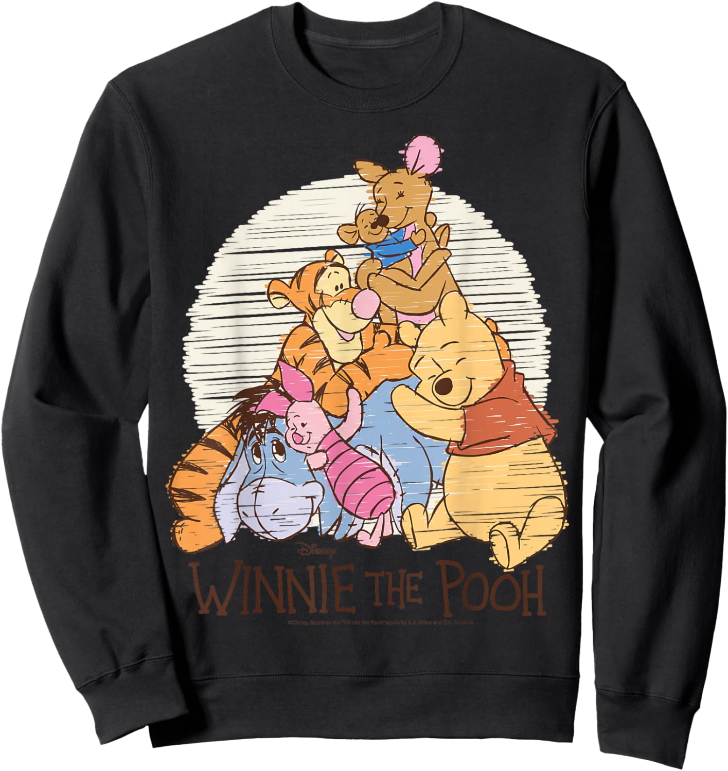 Winnie The Pooh - Pooh Eeyore Piglet Tigger Kanga Roo Hug Sweatshirt - Sweatshirt | Black