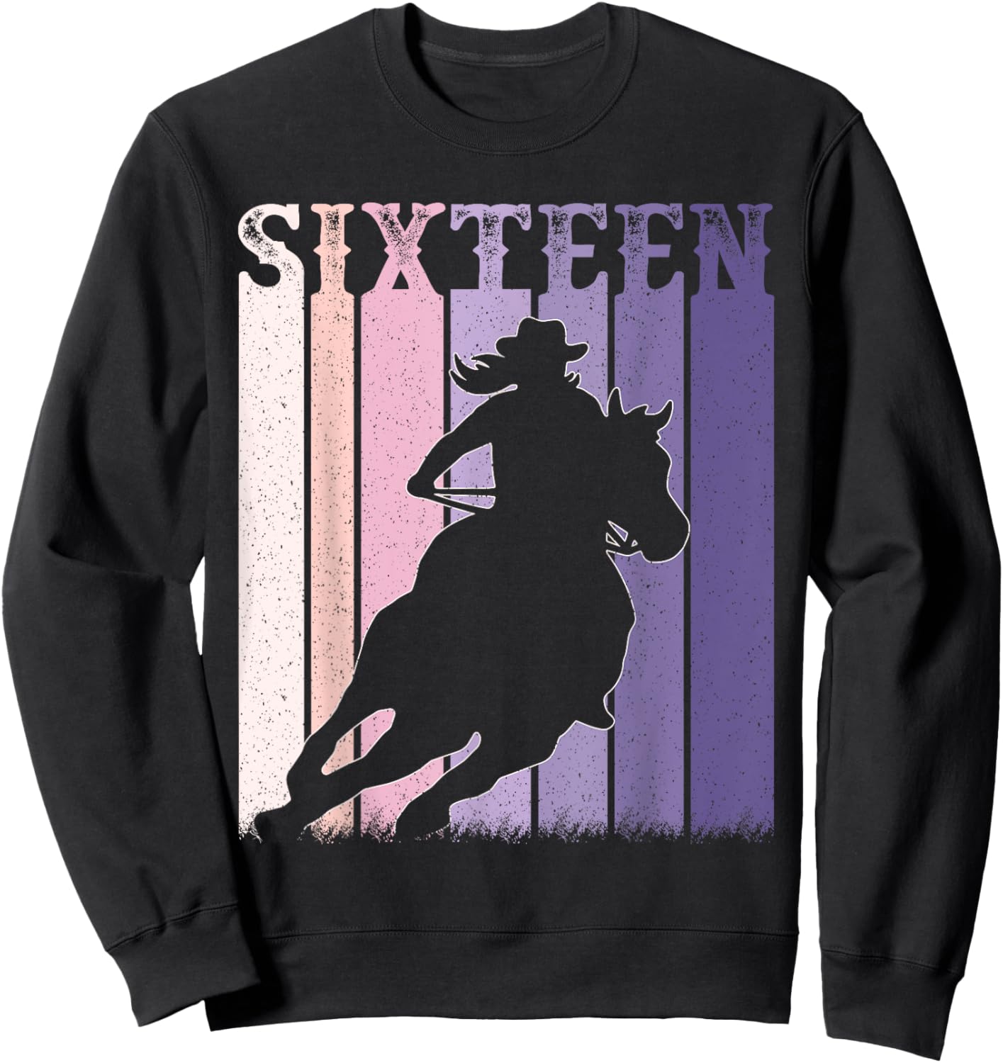 16th Birthday Cowgirl Girls 16 Year Old Rodeo Horse Vintage Sweatshirt - Sweatshirt | Black