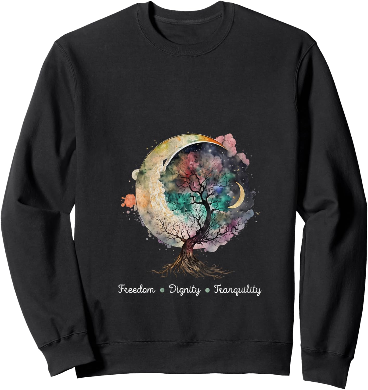 Women's Freedom Dignity Tranquility V-Neck Sweatshirt - Sweatshirt | Black