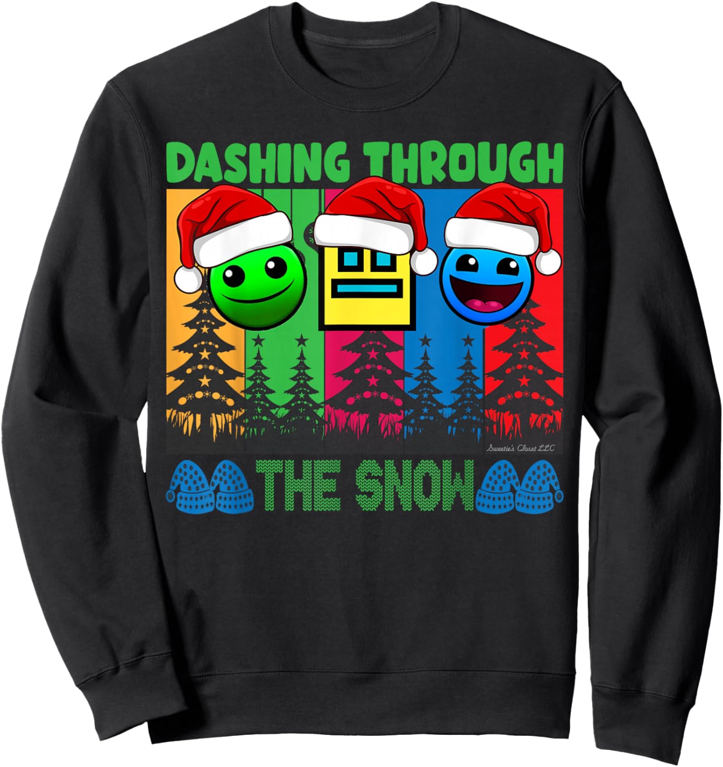 Geometry Dashing Through The Snow Sleep Dash Game Christmas Sweatshirt - Sweatshirt | Black