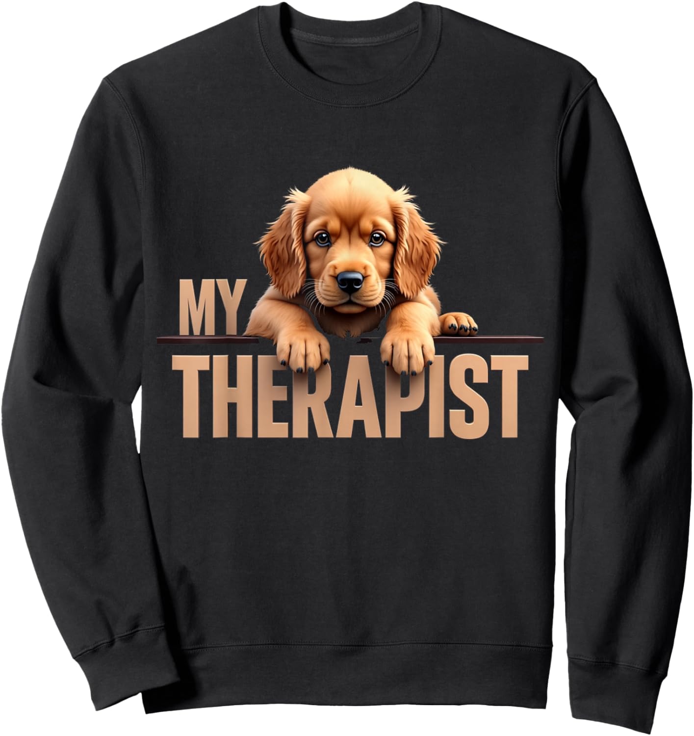 Funny Cockie Puppy My Therapist Cocker Spaniel Dog Sweatshirt - Sweatshirt | Black