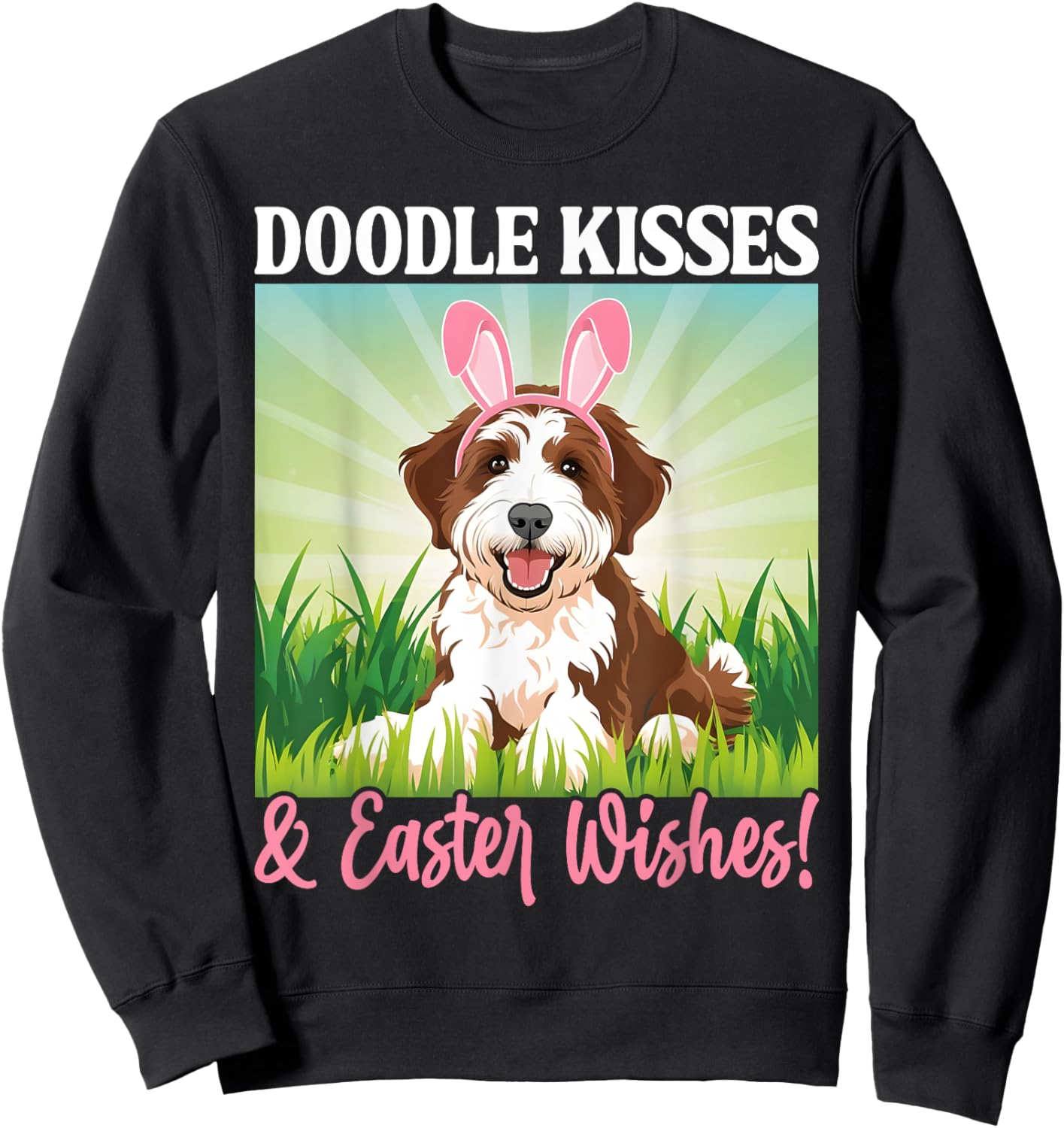 Easter Doodle Bunny Kisses Spring Dog Pet Lover Sweatshirt - Sweatshirt | Black