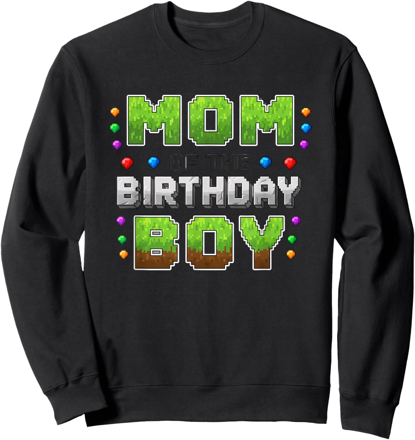 Birthday Mom of The Birthday Boy Pixel Gamer Party Sweatshirt - Sweatshirt | Black