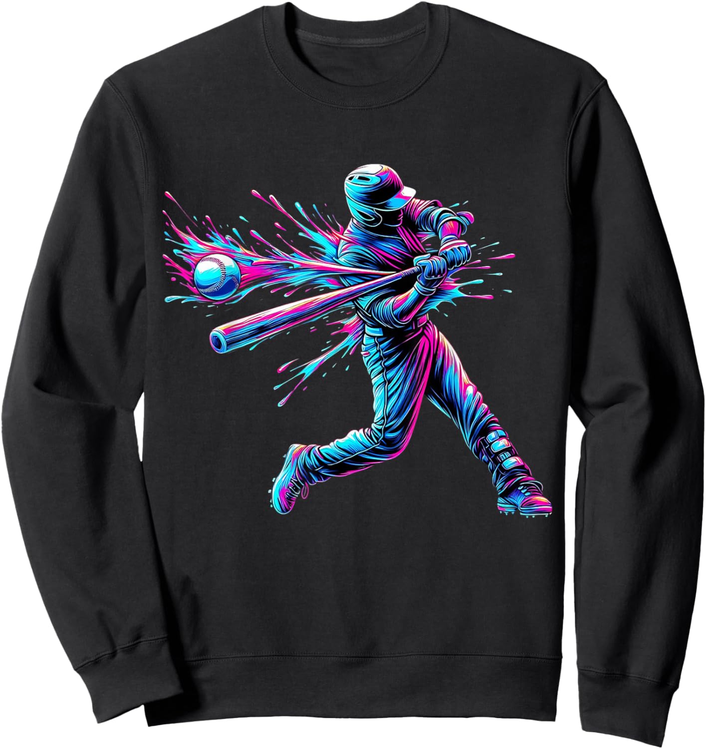 Baseball Player Drip Ice Cream Boys & Men Cool Baseball Bat Sweatshirt - Sweatshirt | Black
