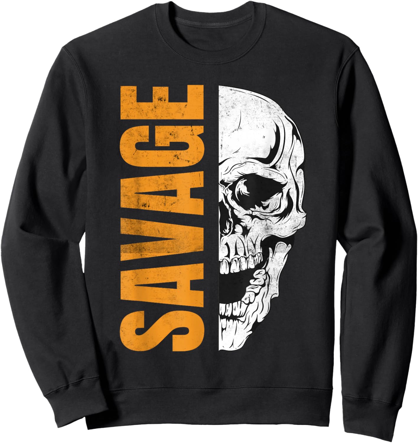 SAVAGE Skull Vintage Inspired Urban Streetwear Sweatshirt - Sweatshirt | Black