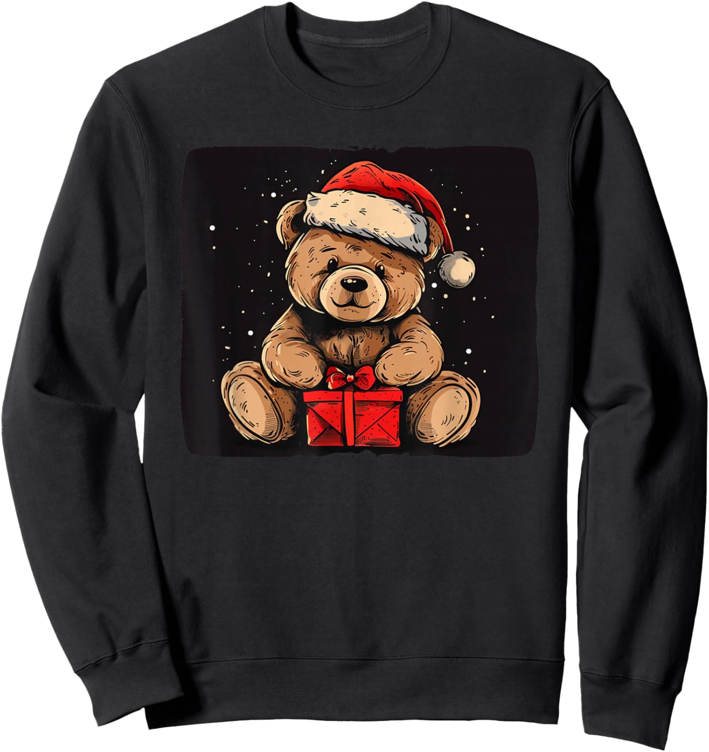 Friendly Teddy Bear in Christmas Season Sweatshirt - Sweatshirt | Black