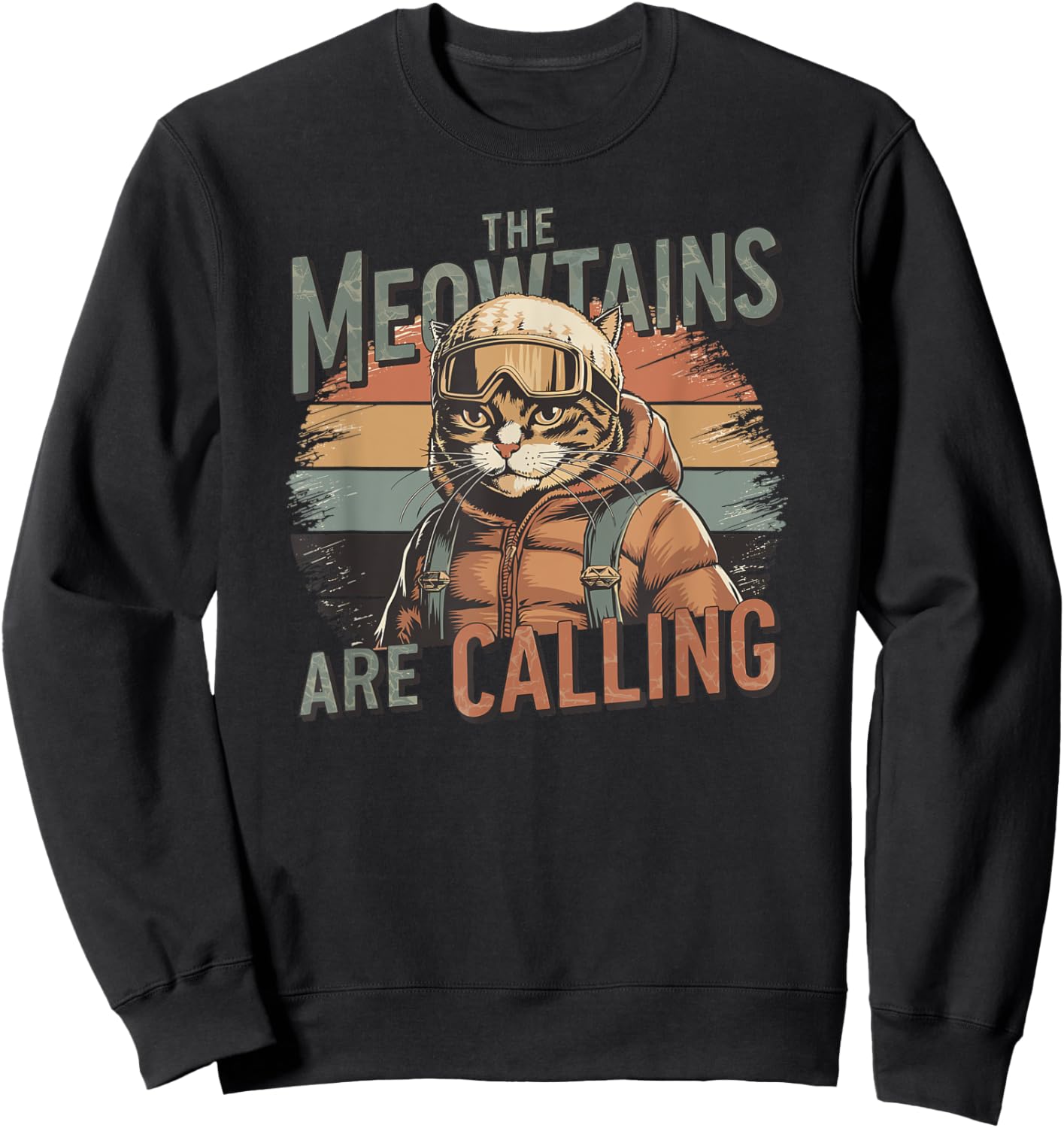 The meowtains are calling Cat Snowboard Ski Men Women Kids Sweatshirt - Sweatshirt | Black
