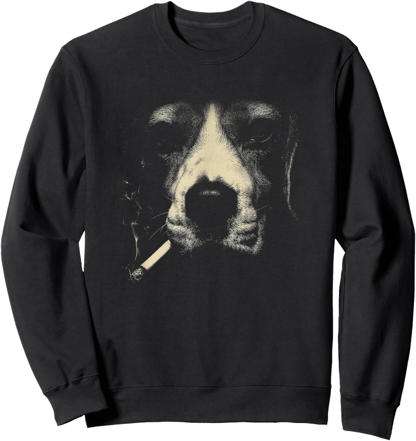 Smoking Dog Face with Cigarette Abstract Minimal Sweatshirt - Sweatshirt | Black