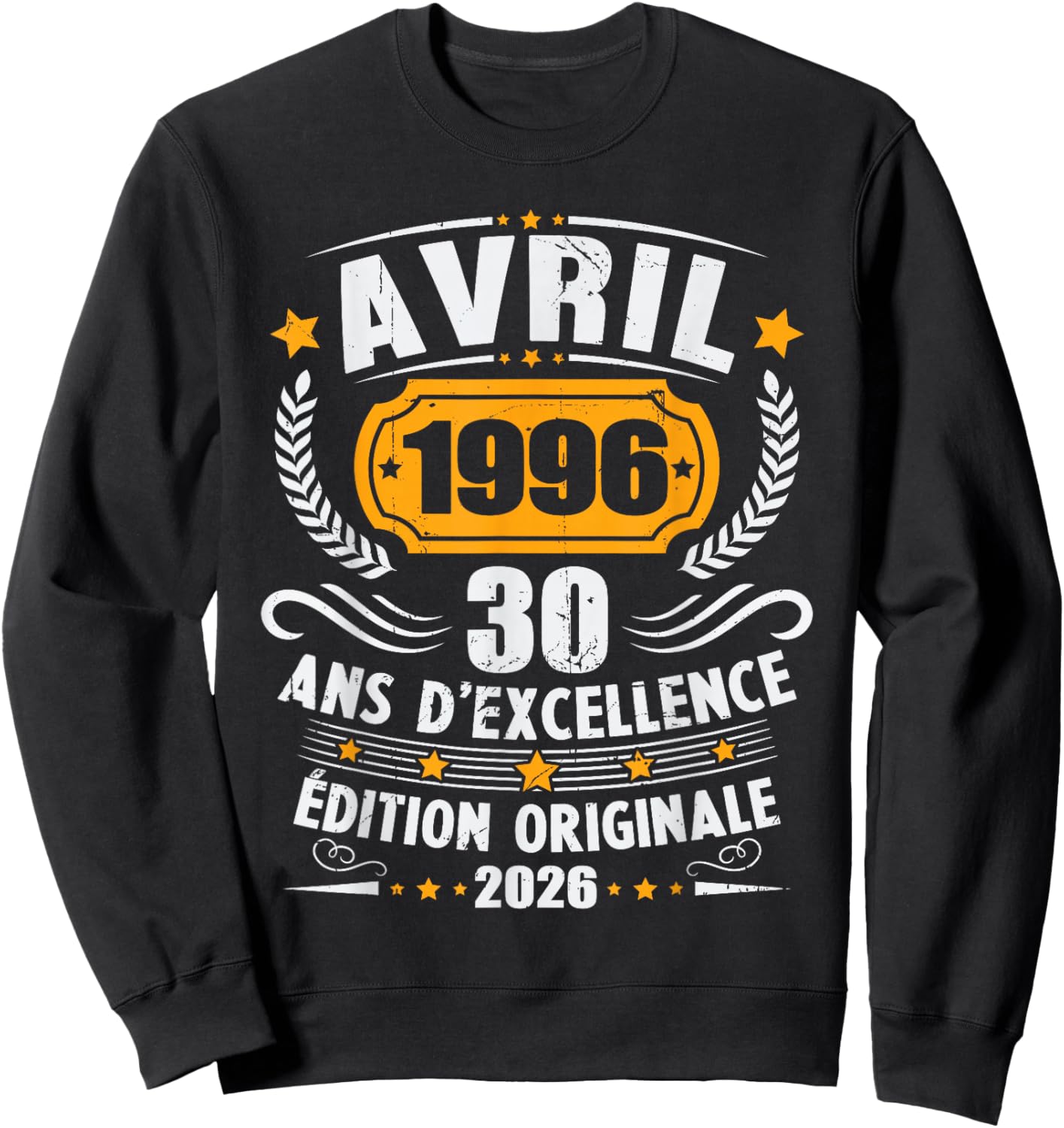 Vintage Avril 1996 Cadeau Anniversaire 30 Ans Hommes Femmes Sweatshirt - Sweatshirt | Black