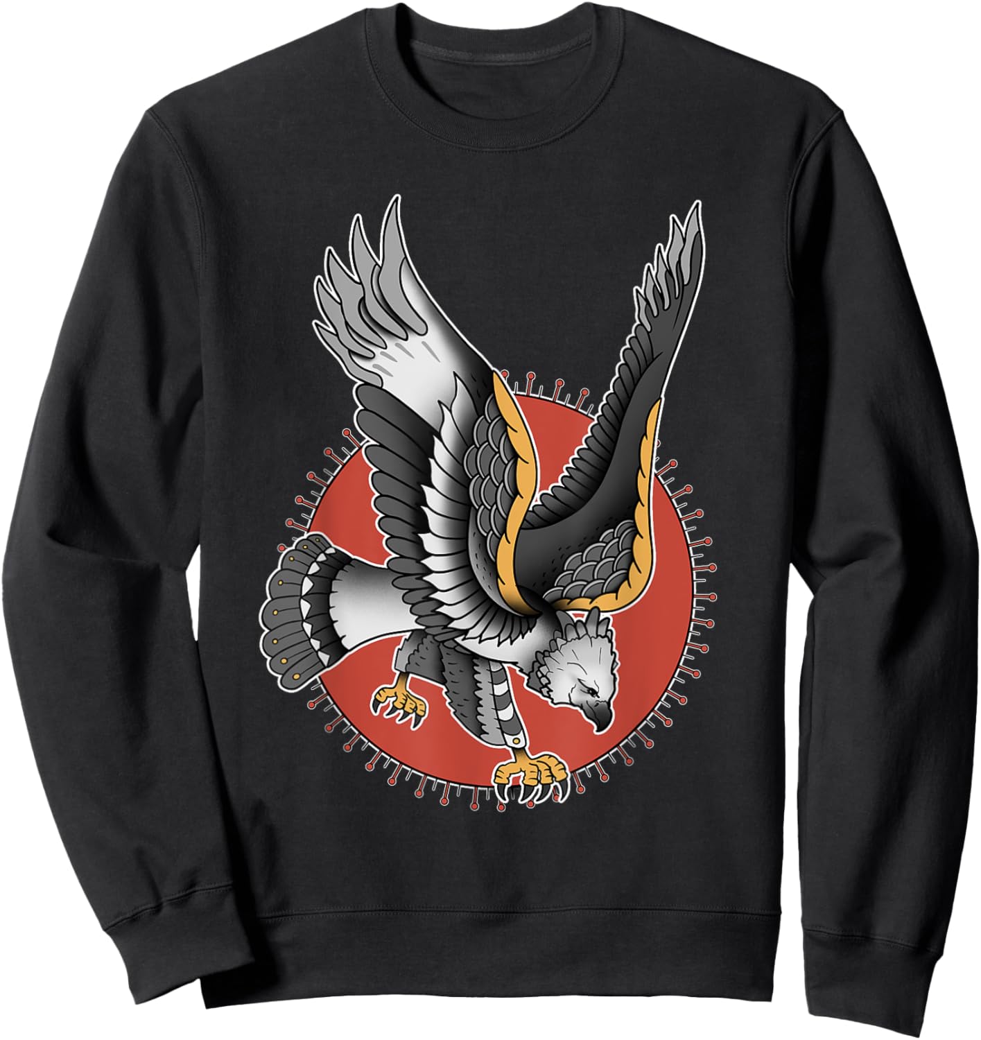 Vintage American Traditional Harpy Eagle Tattoo Sweatshirt - Sweatshirt | Black