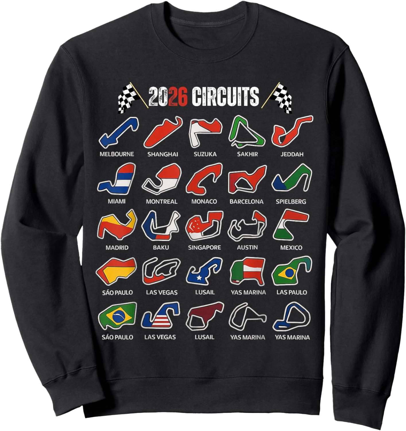 Calendar 2026 Circuit Race Car Silhouette Sweatshirt - Sweatshirt | Black