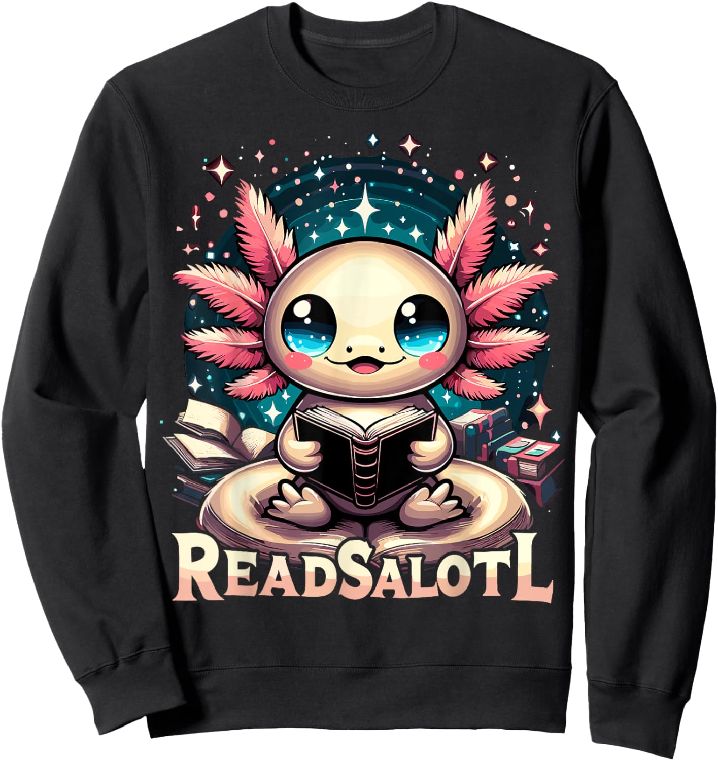 Axolotl Books Lover Readsalotl Reading Bookworm Sweatshirt - Sweatshirt | Black