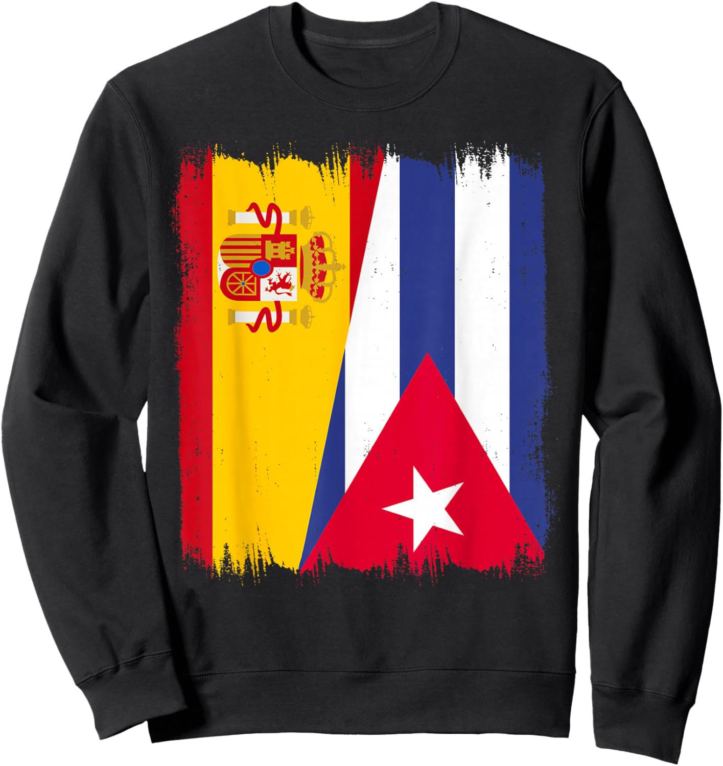 Spain Cuba Half Flag Cubano Pride Spanish Cuban Heritage Sweatshirt - Sweatshirt | Black