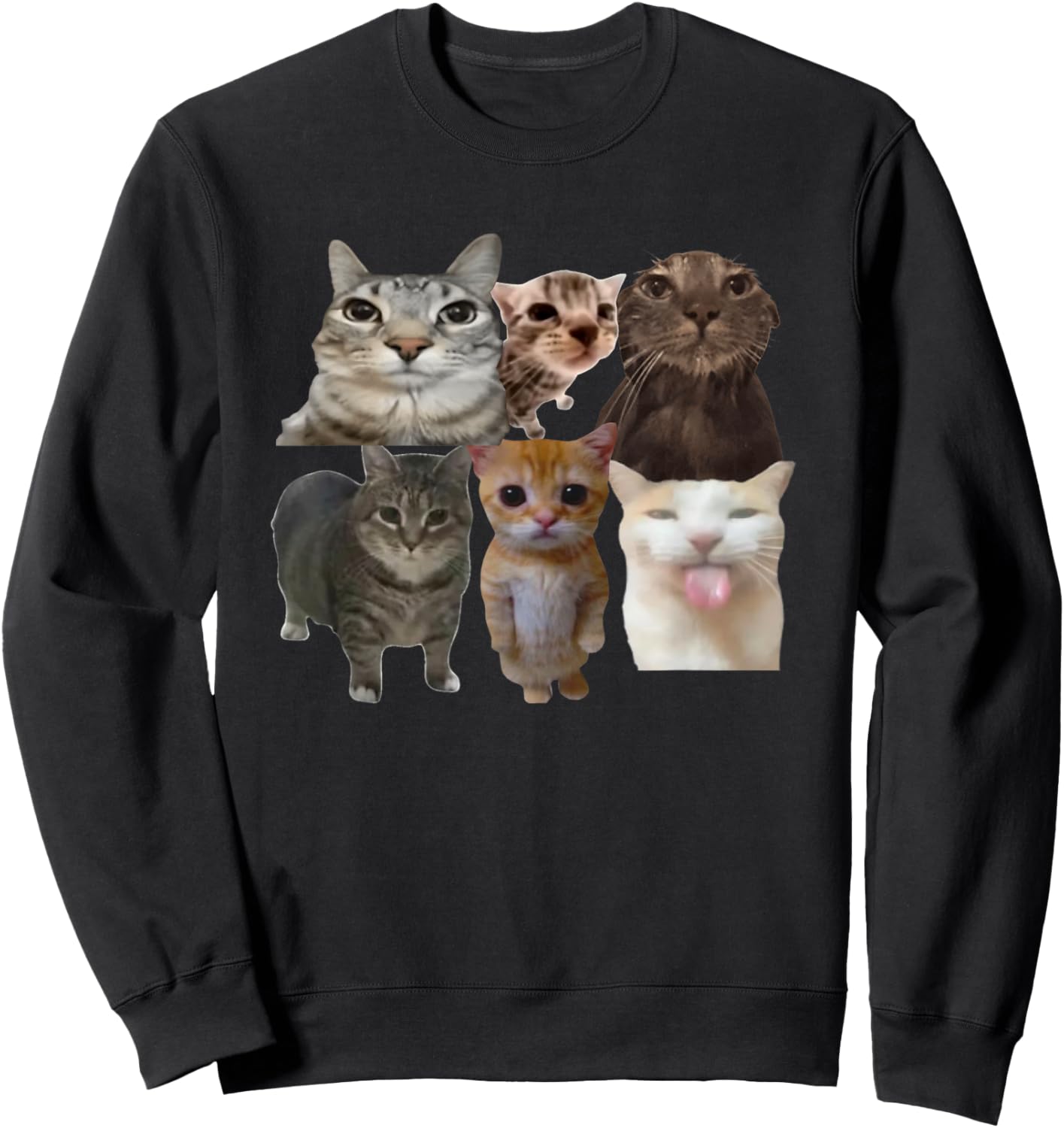 Funny Cats Meme Cat Lovers Funny Memes Brainrot Memes Dank Sweatshirt - Sweatshirt | Black